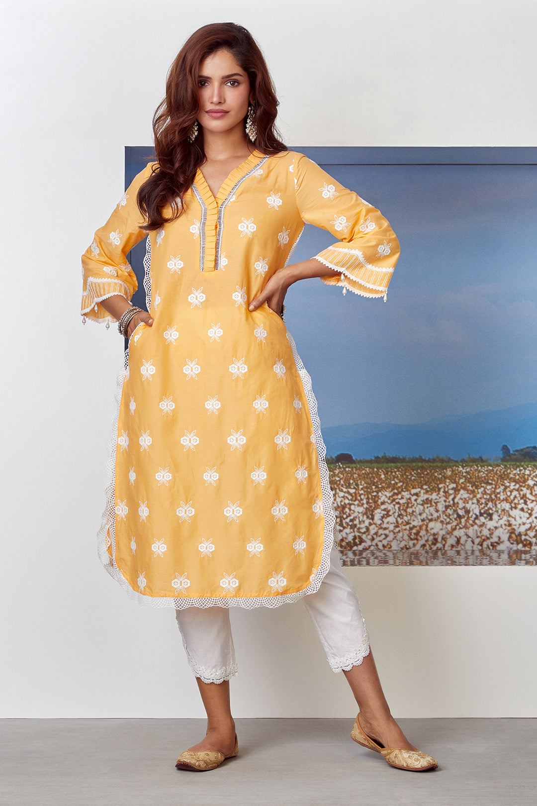 Dawn Supima Cotton Orange Kurta Set
