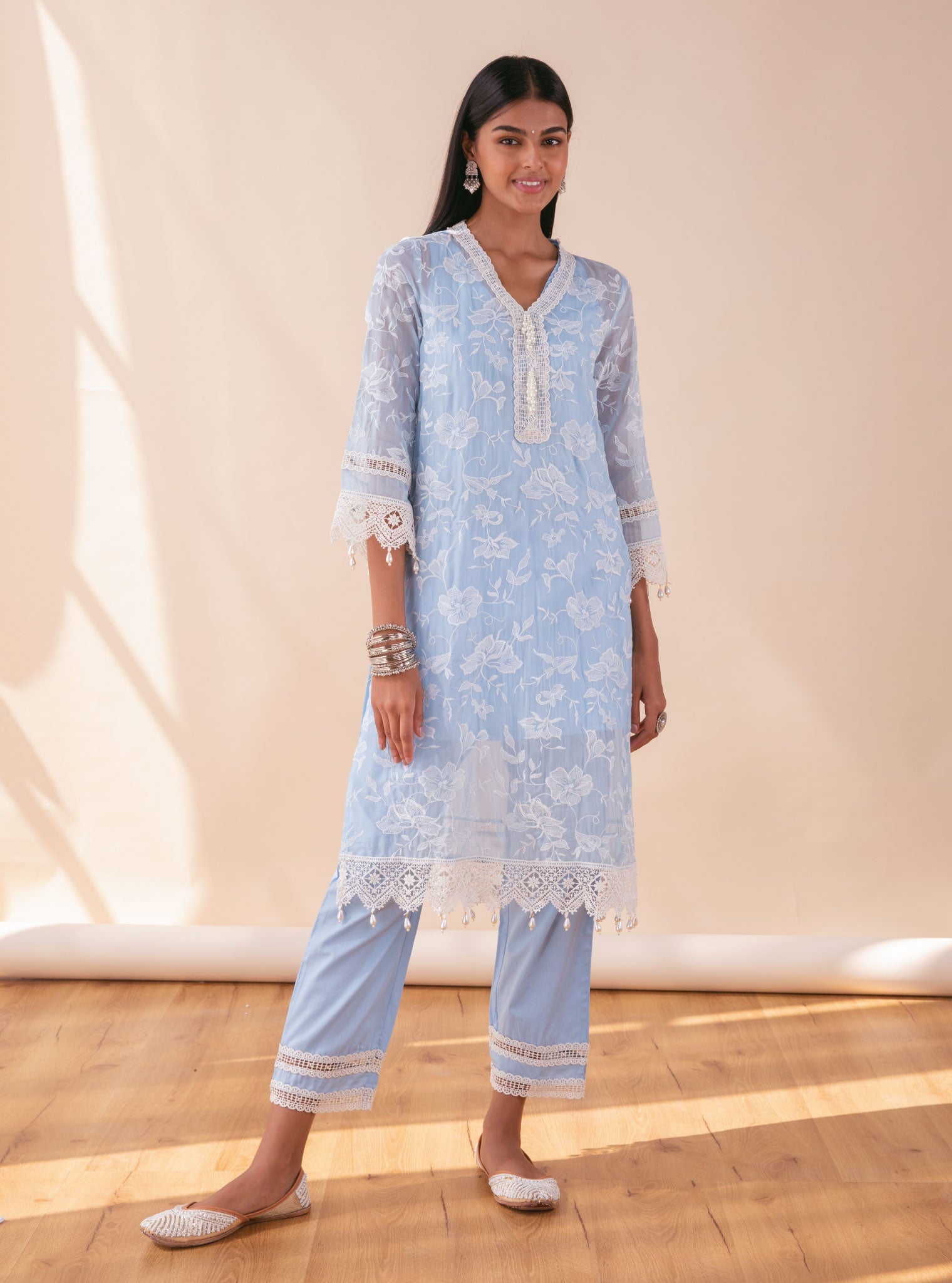 Delilah Organza Blue Kurta Set