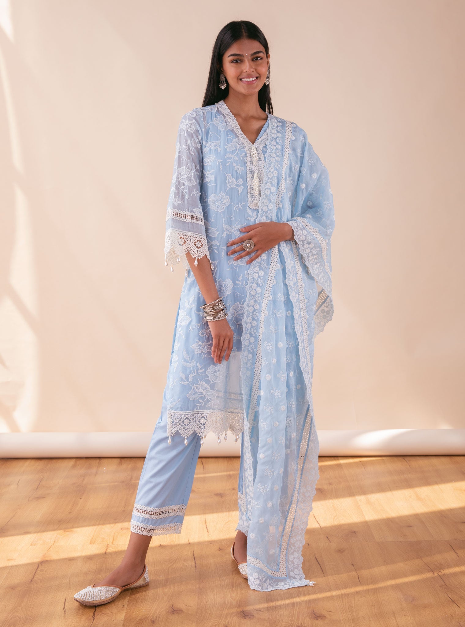 Delilah Organza Blue Kurta Set