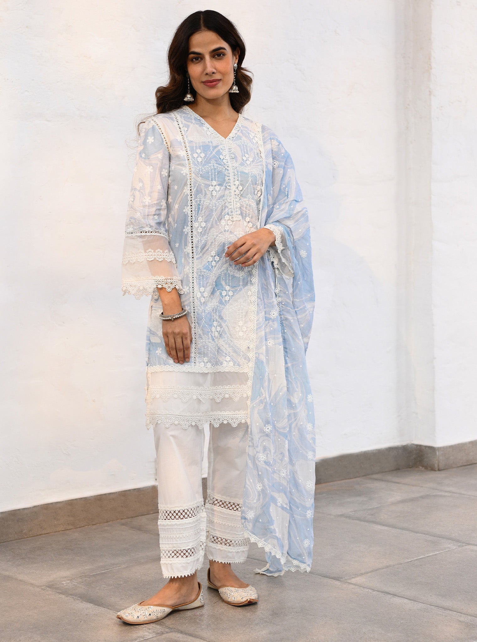 Marble Delphi Supima Cotton Blue Kurta Set