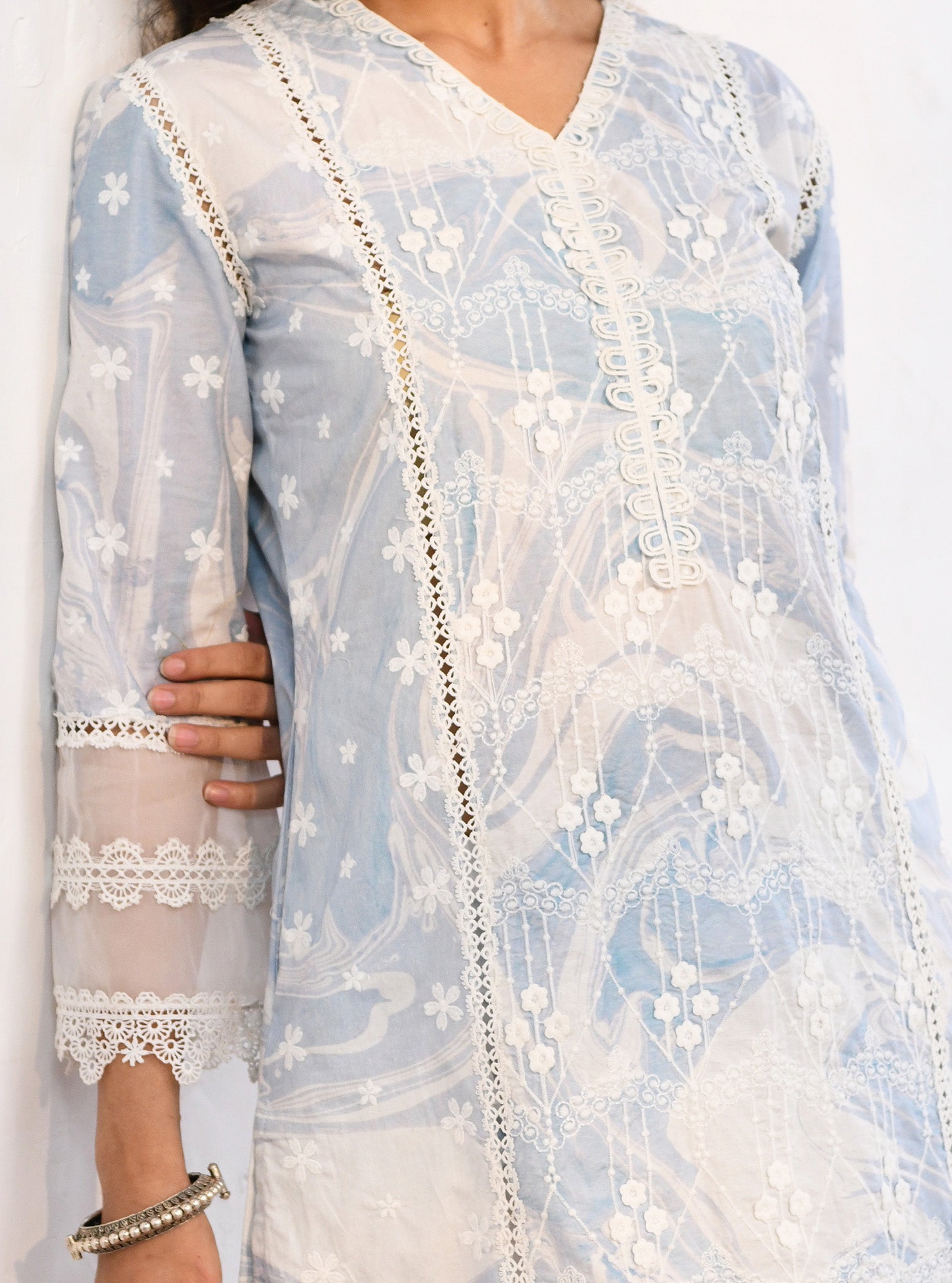 Marble Delphi Supima Cotton Blue Kurta Set