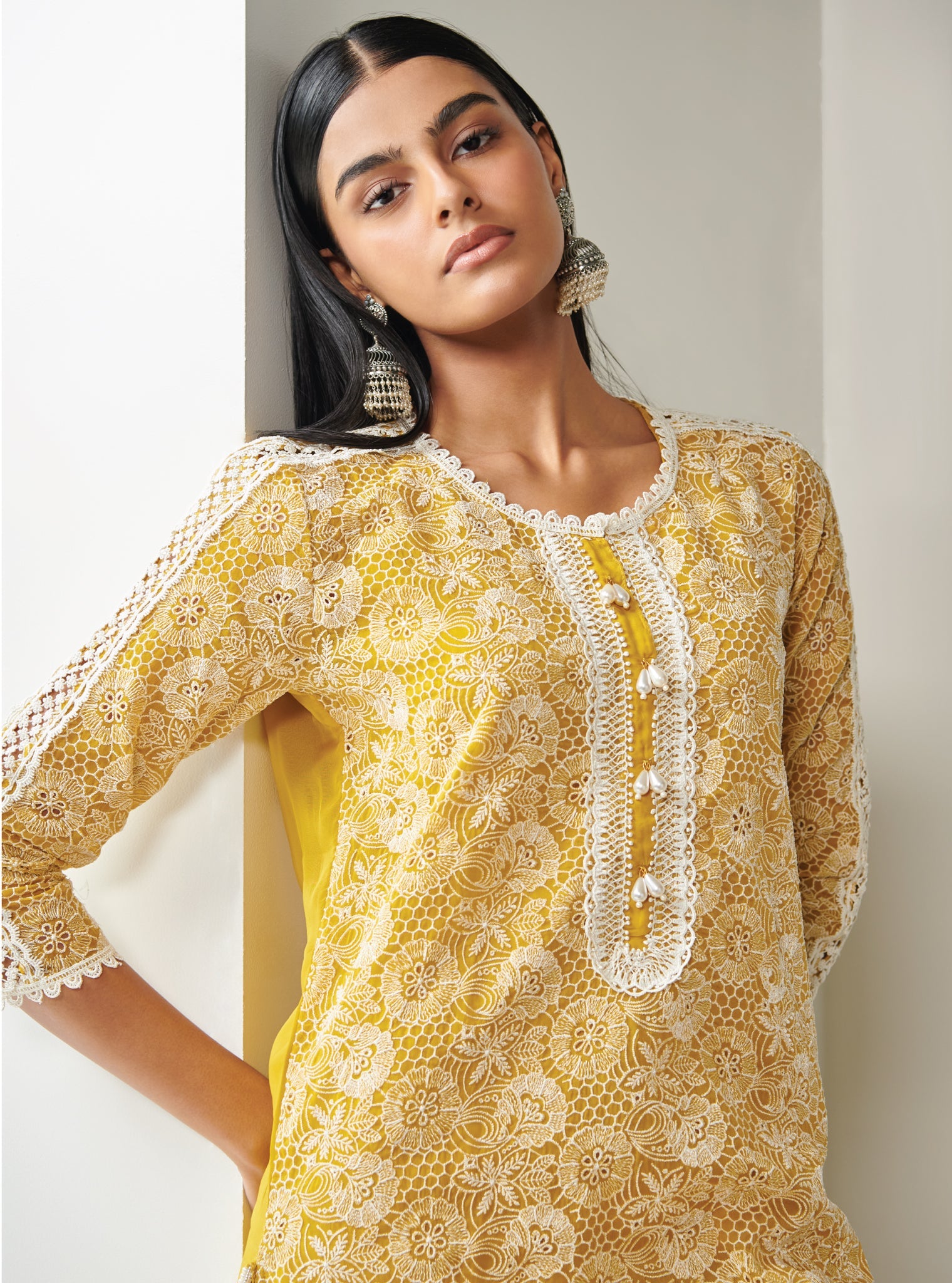 Demi Organza Yellow Kurta with Garara Set