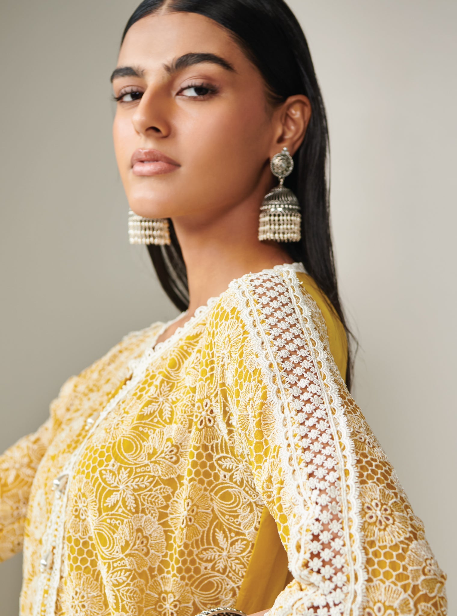 Demi Organza Yellow Kurta with Garara Set