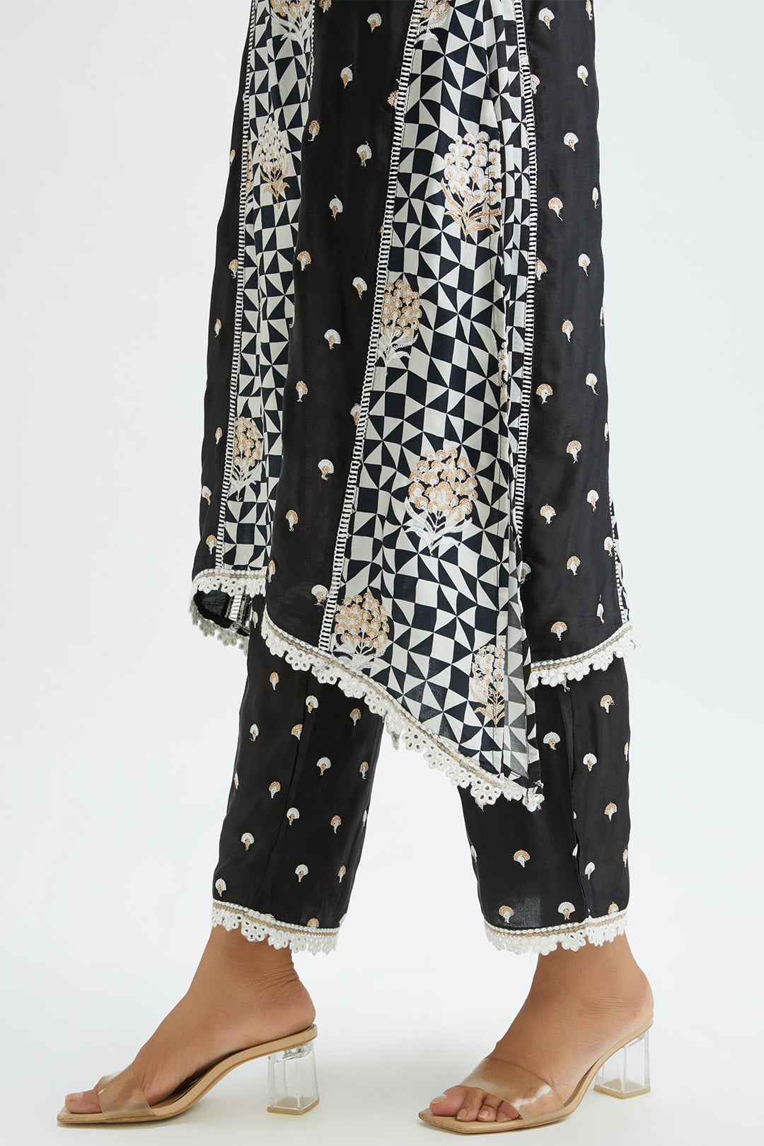 Derby Cupro Silk Black Kurta Set