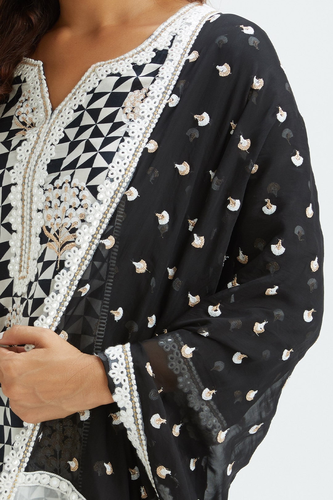 Derby Cupro Silk Black Kurta Set