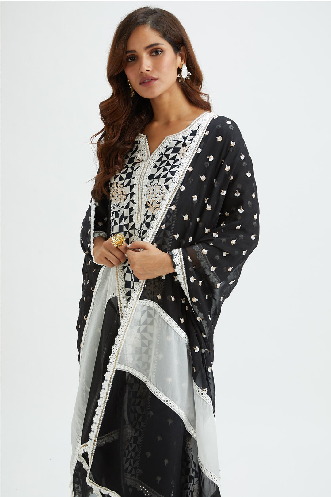 Derby Cupro Silk Black Kurta Set