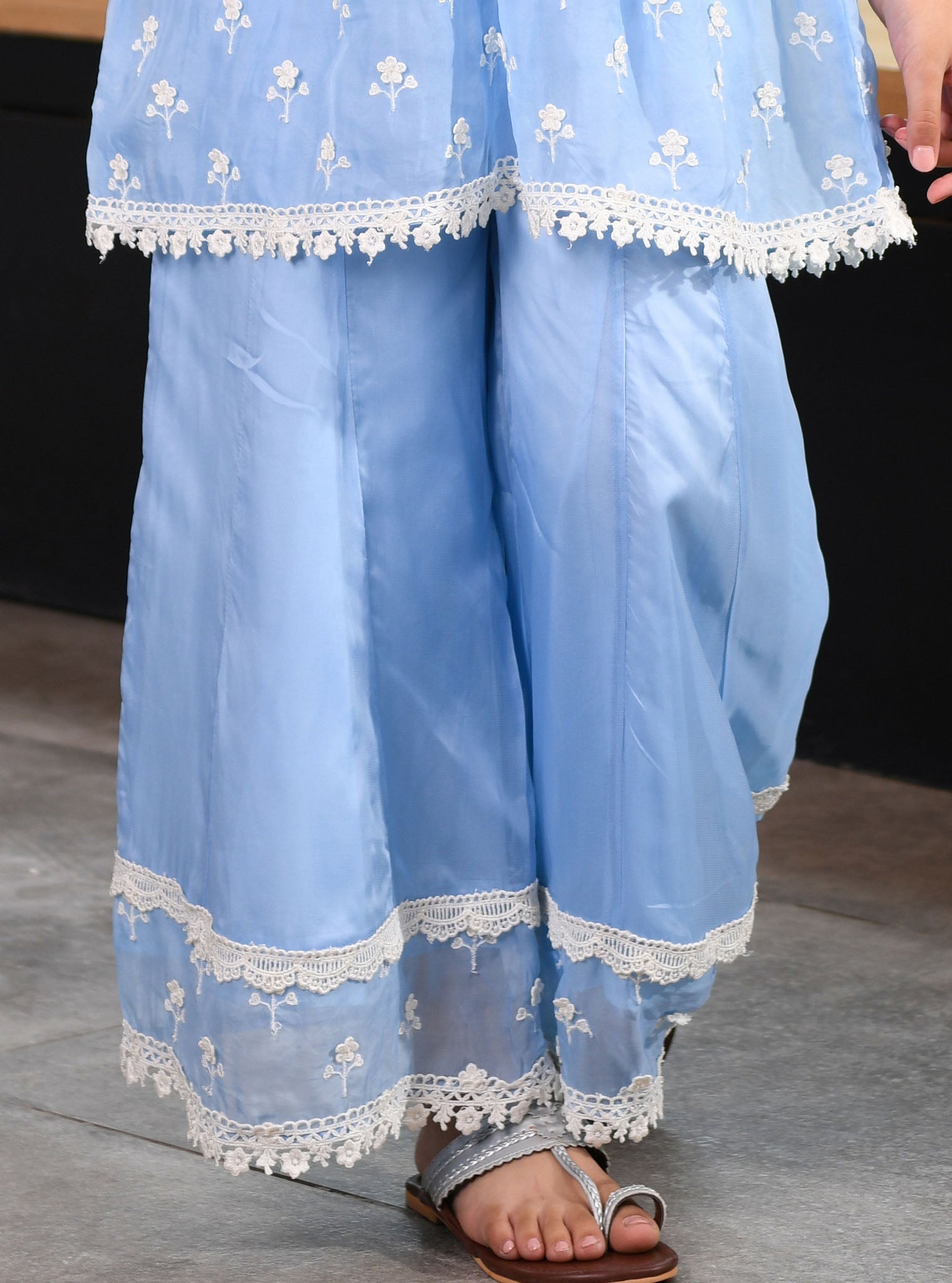Destiny Organza Blue Kurta with Sharara Set