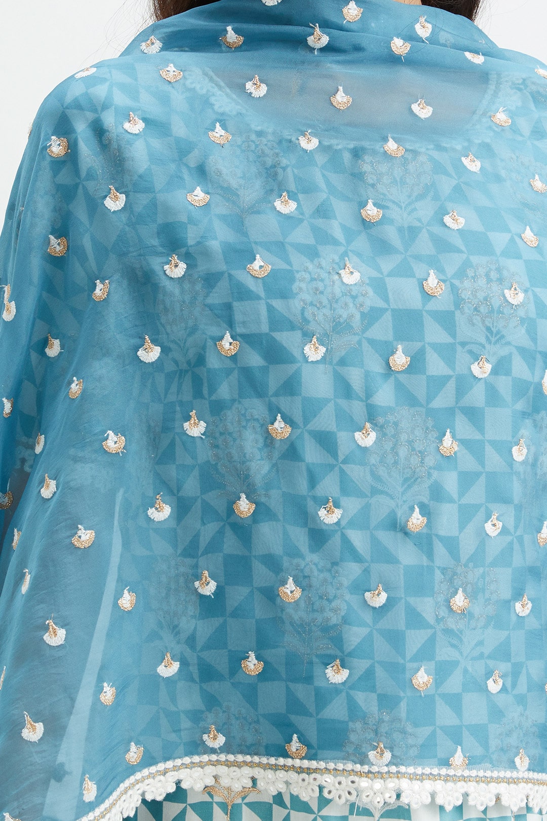 Dover Cupro Silk Teal Kurta Set