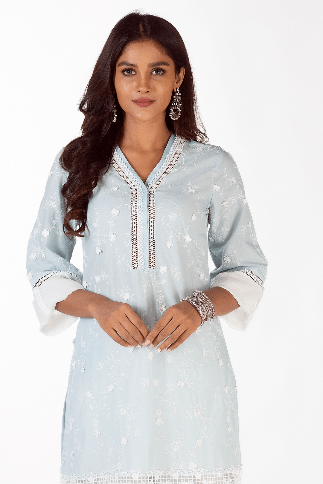 Mulmul Supima Cotton Echo Light Blue Kurta