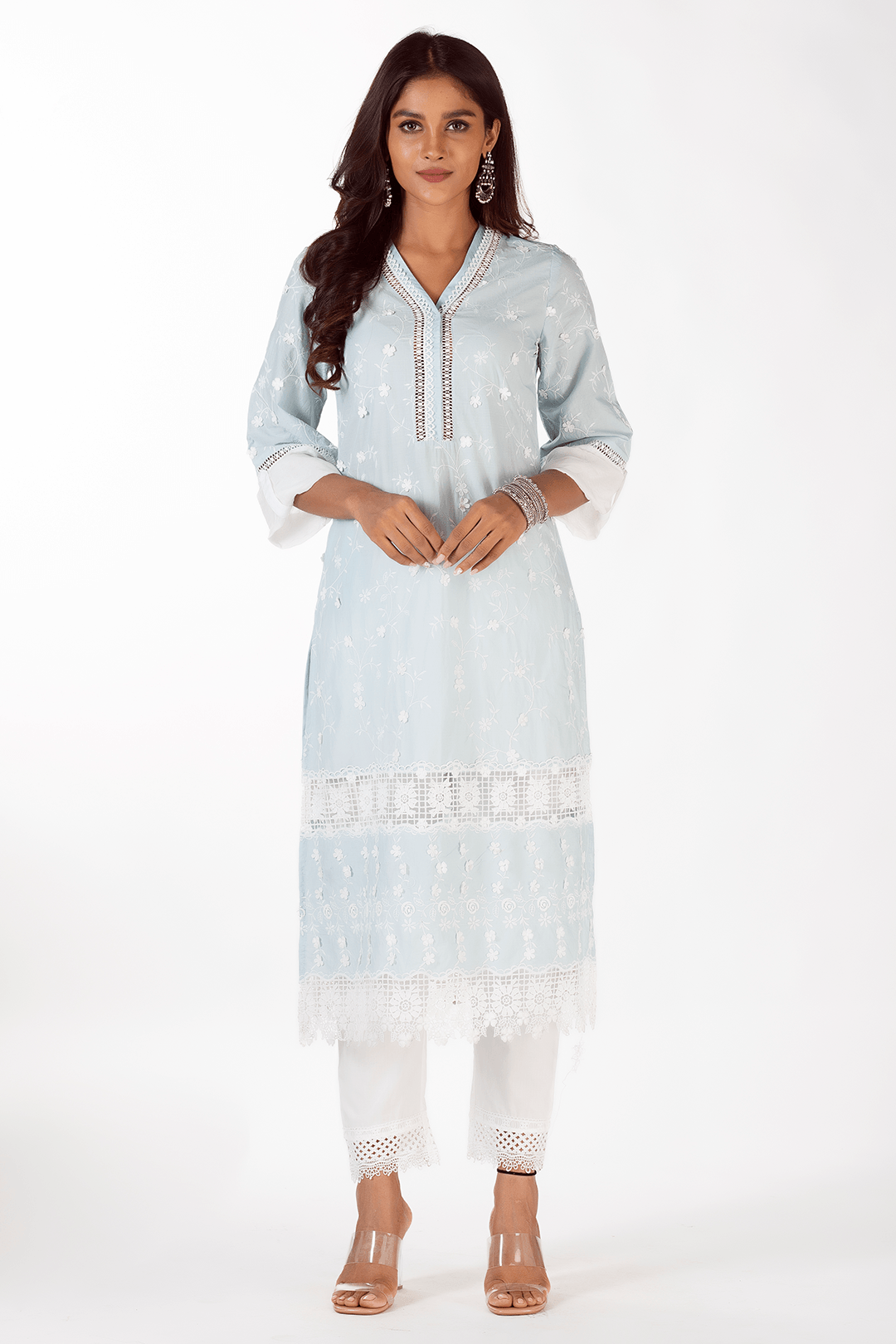 Echo Supima Cotton Light Blue Kurta Set
