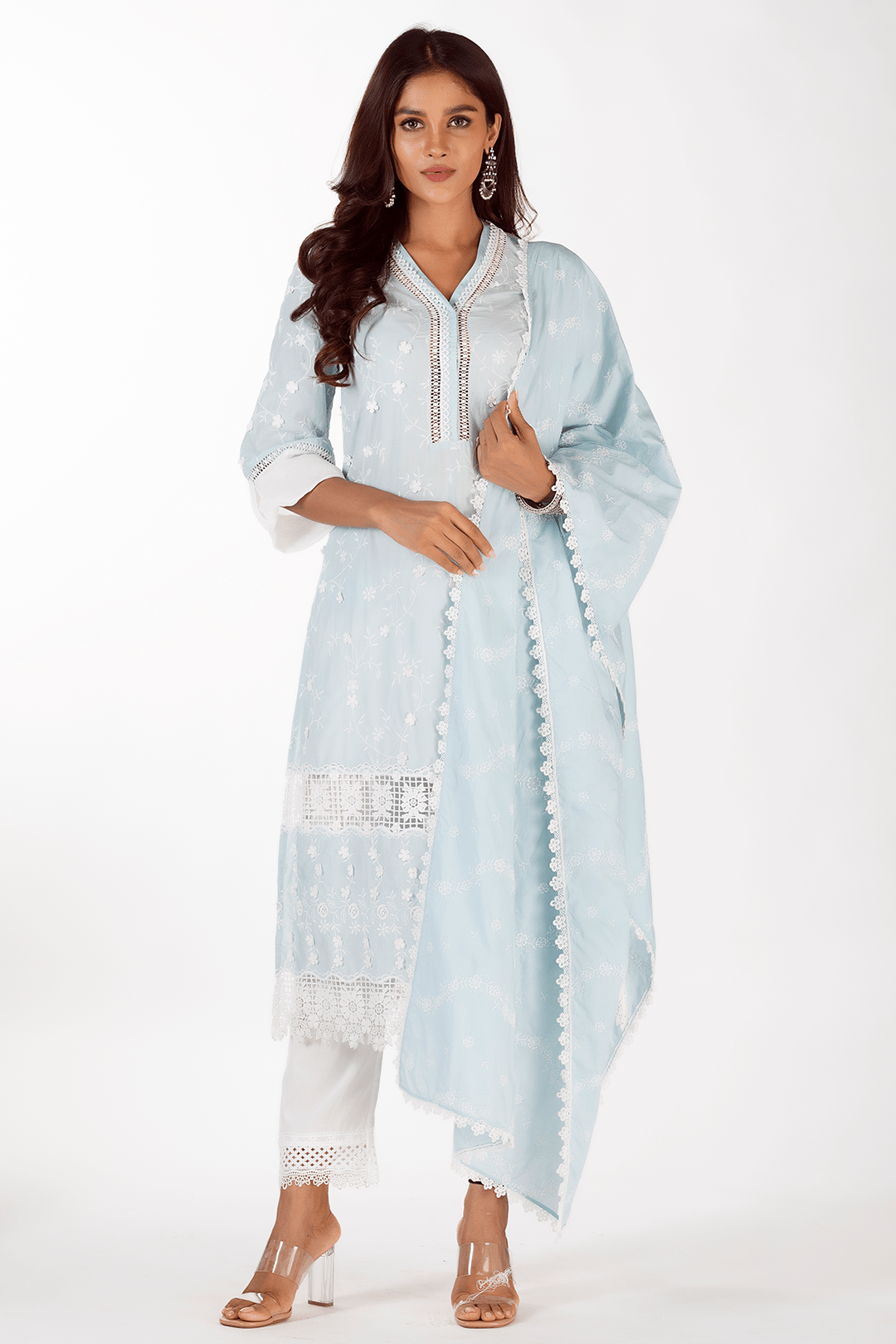 Echo Supima Cotton Light Blue Kurta Set