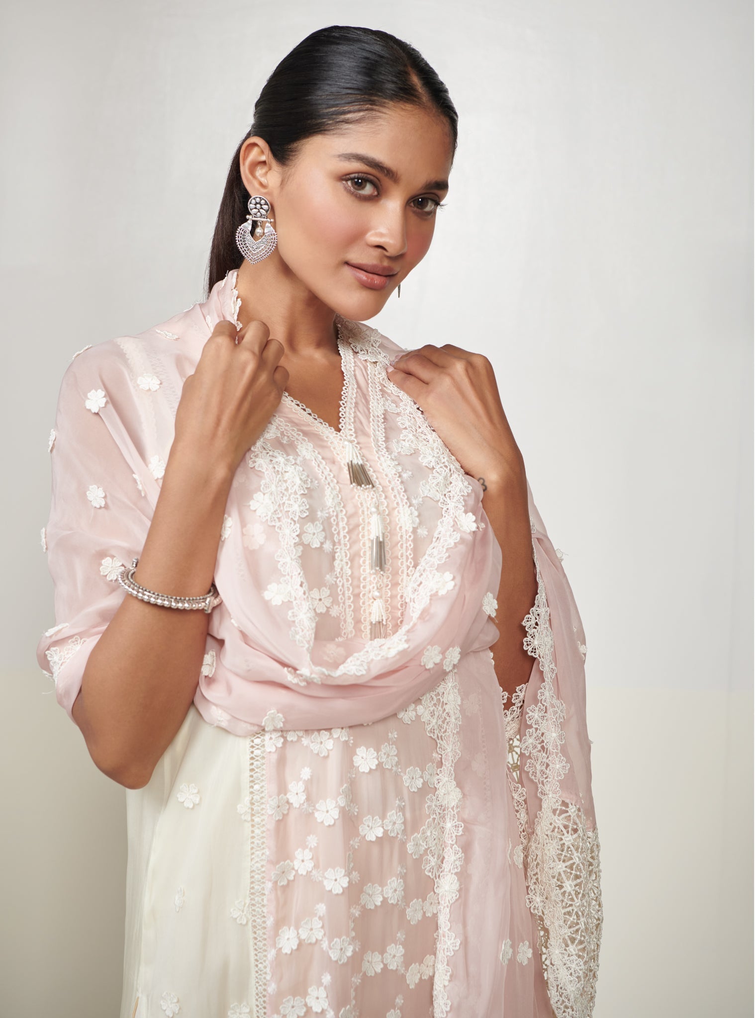 Elliot Organza Pink Kurta Set