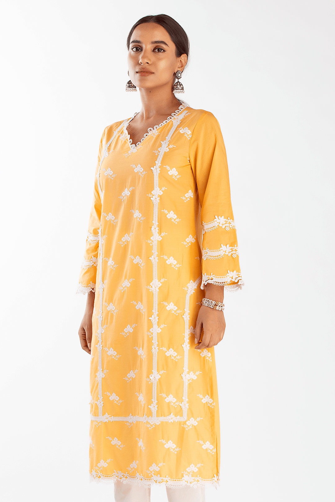 Mulmul Supima Cotton Eternity Orange Kurta