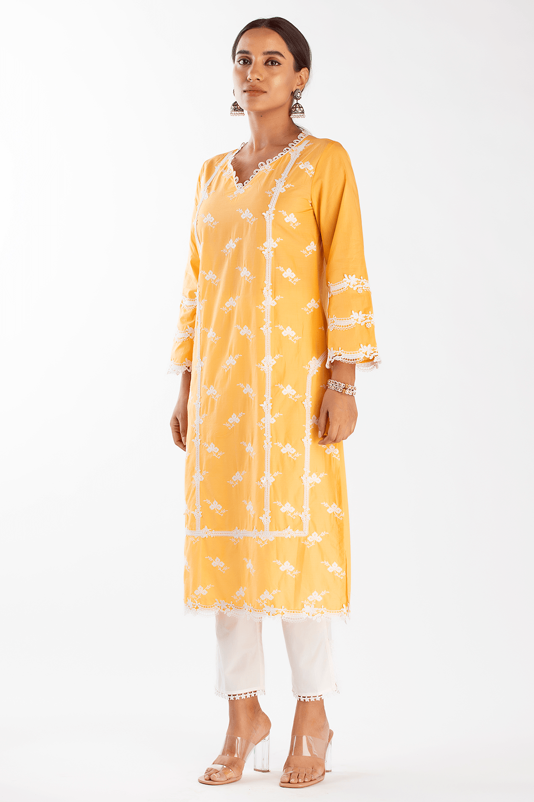 Mulmul Supima Cotton Eternity Orange Kurta