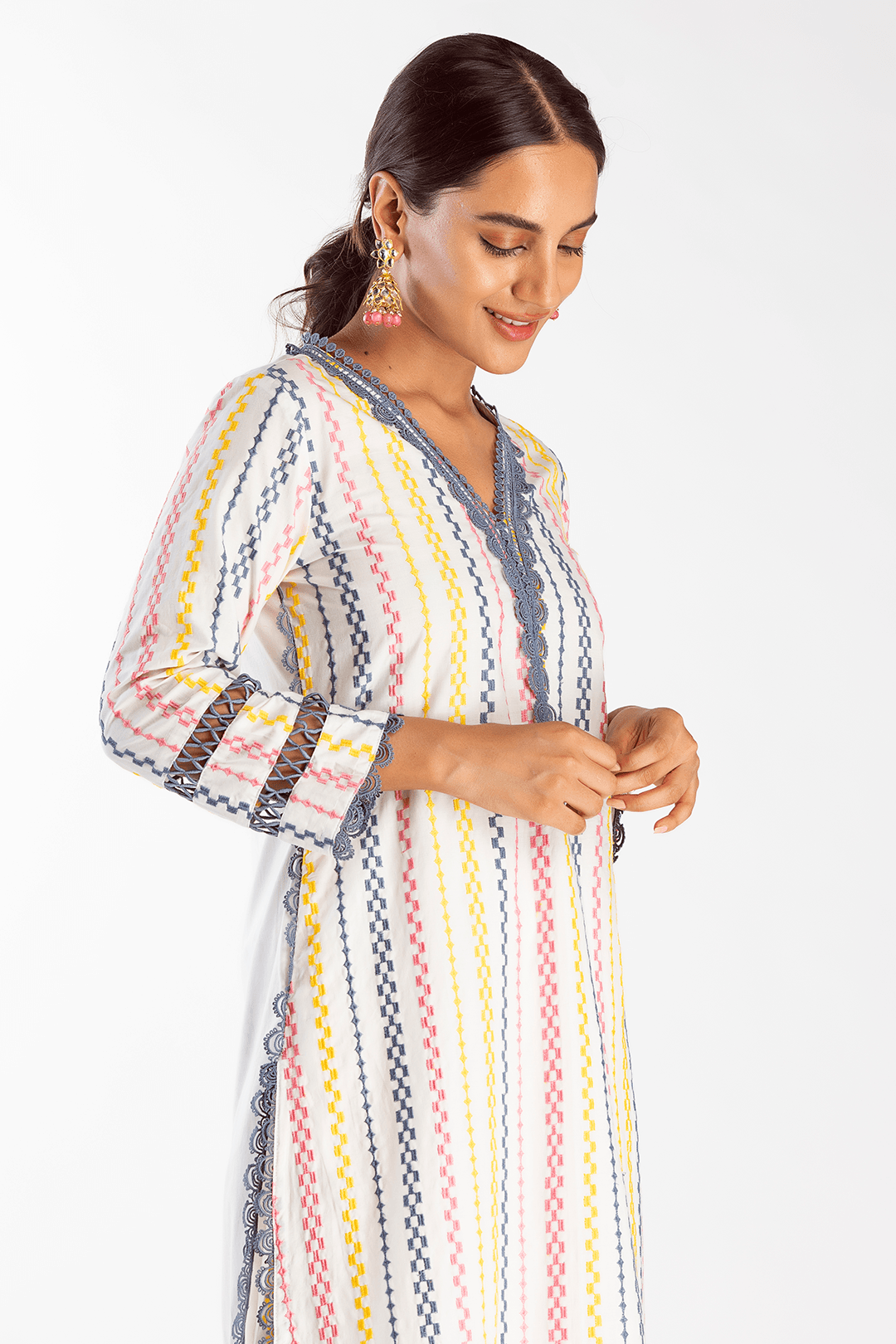 Eva Supima Cotton White Kurta Set