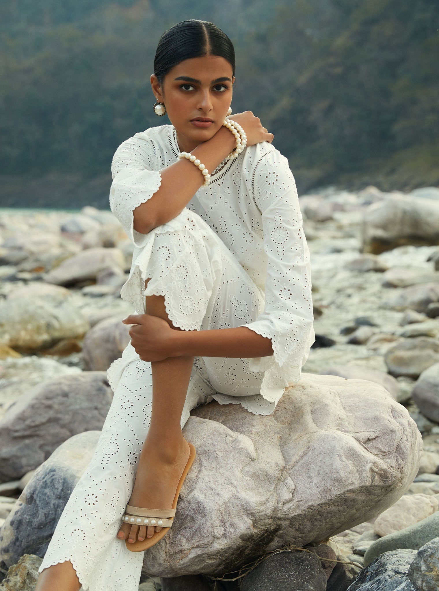 Evelyn Supima Cotton White Top Set