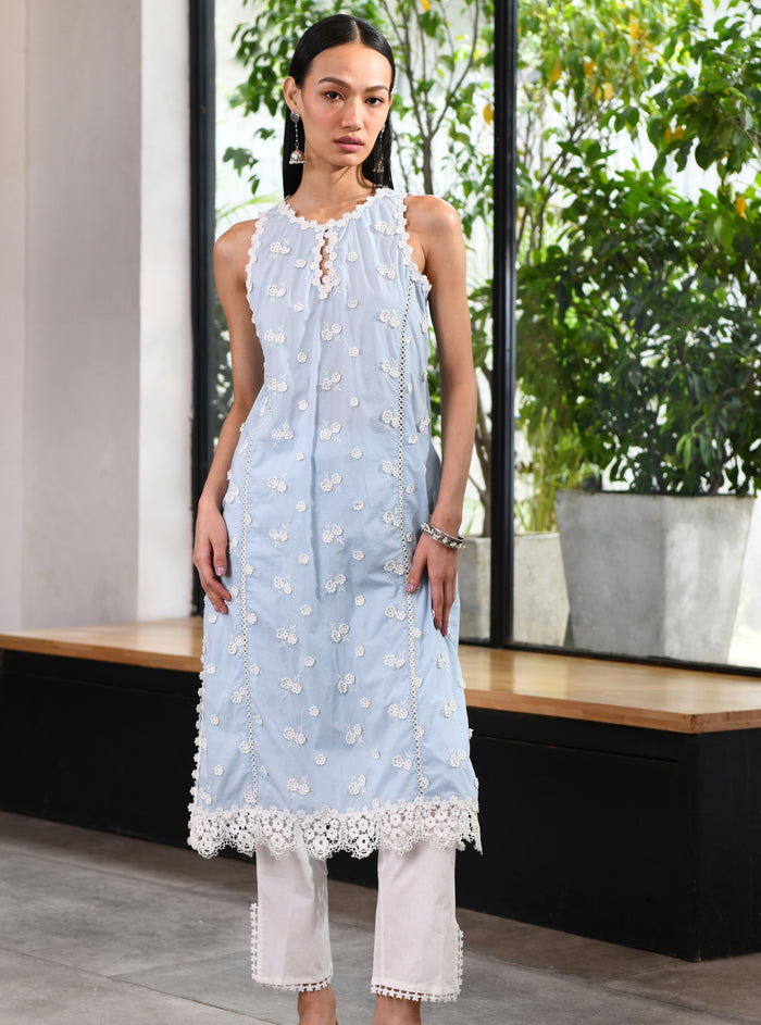 Mulmul Supima Cotton Evie Kurta Blue