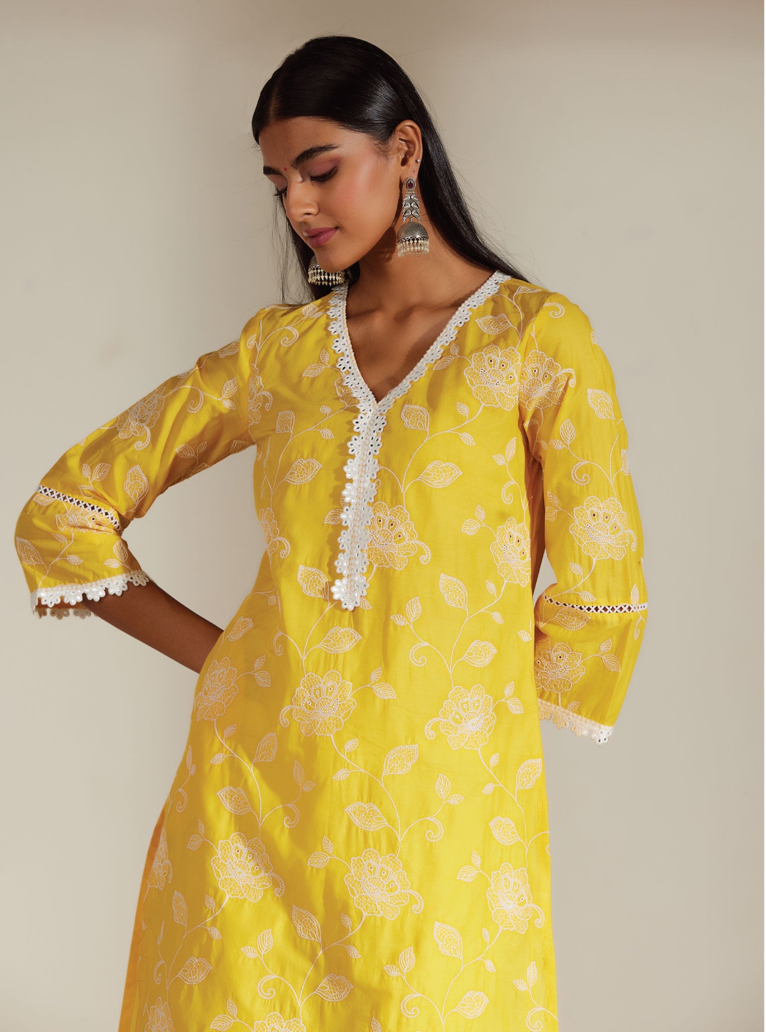 Mulmul Supima Cotton Ezra Mango Kurta