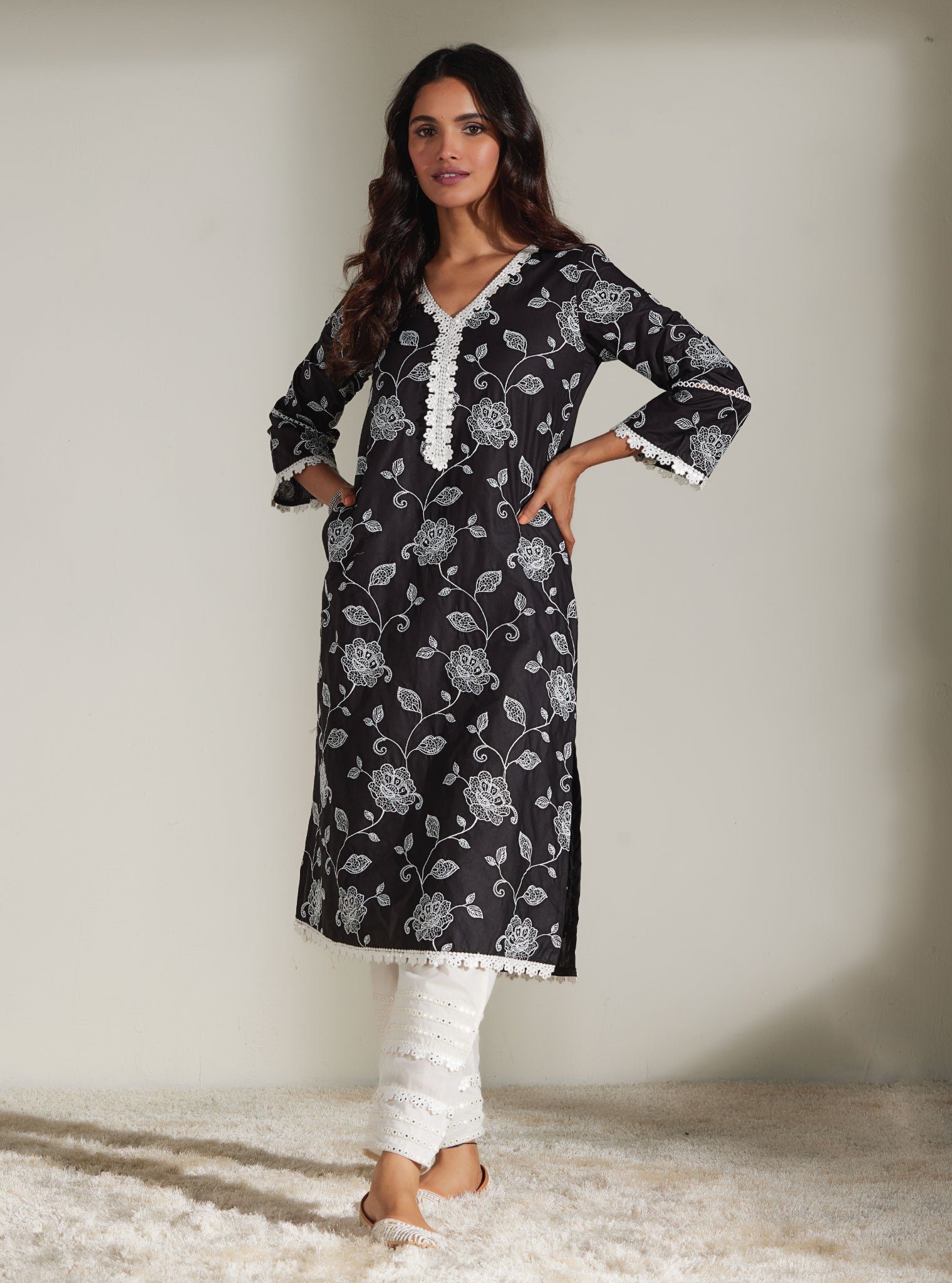 Ezra Supima Cotton Black Kurta Set