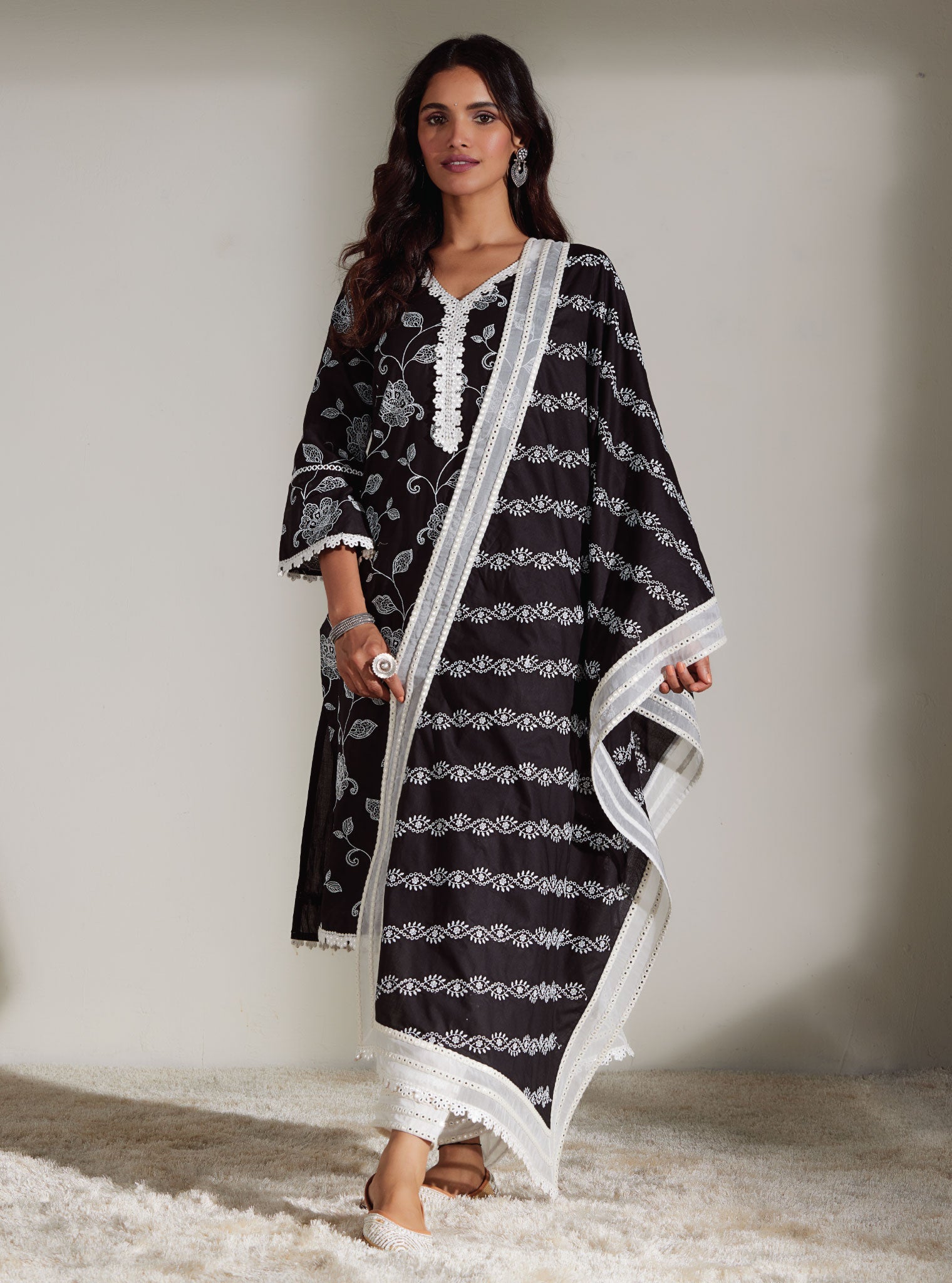 Ezra Supima Cotton Black Kurta Set