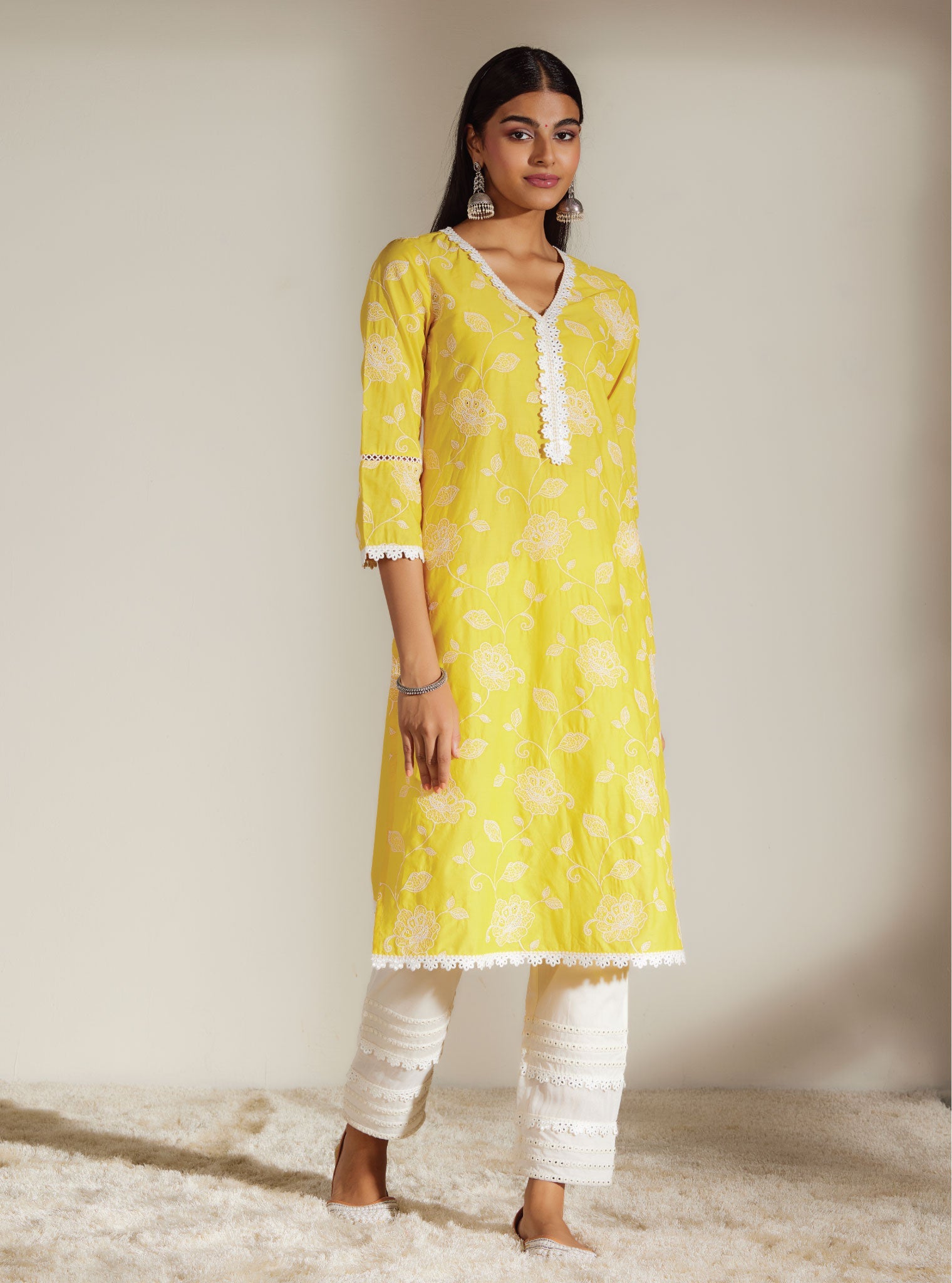 Mulmul Supima Cotton Ezra Mango Kurta
