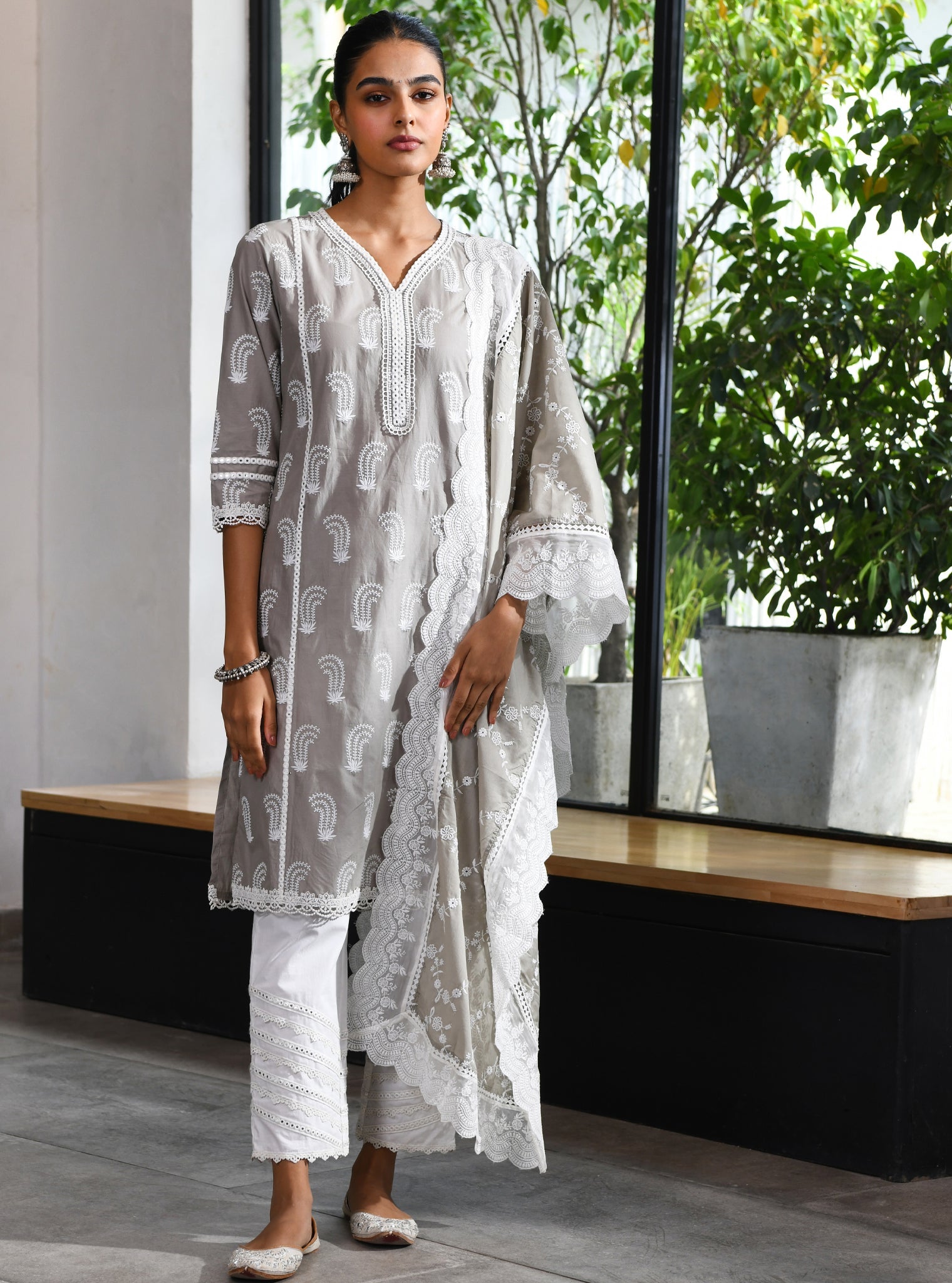Fifi Supima Cotton Grey Kurta Set