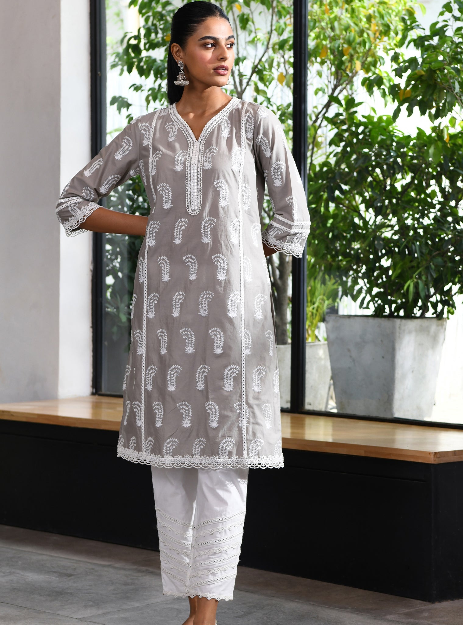 Fifi Supima Cotton Grey Kurta Set
