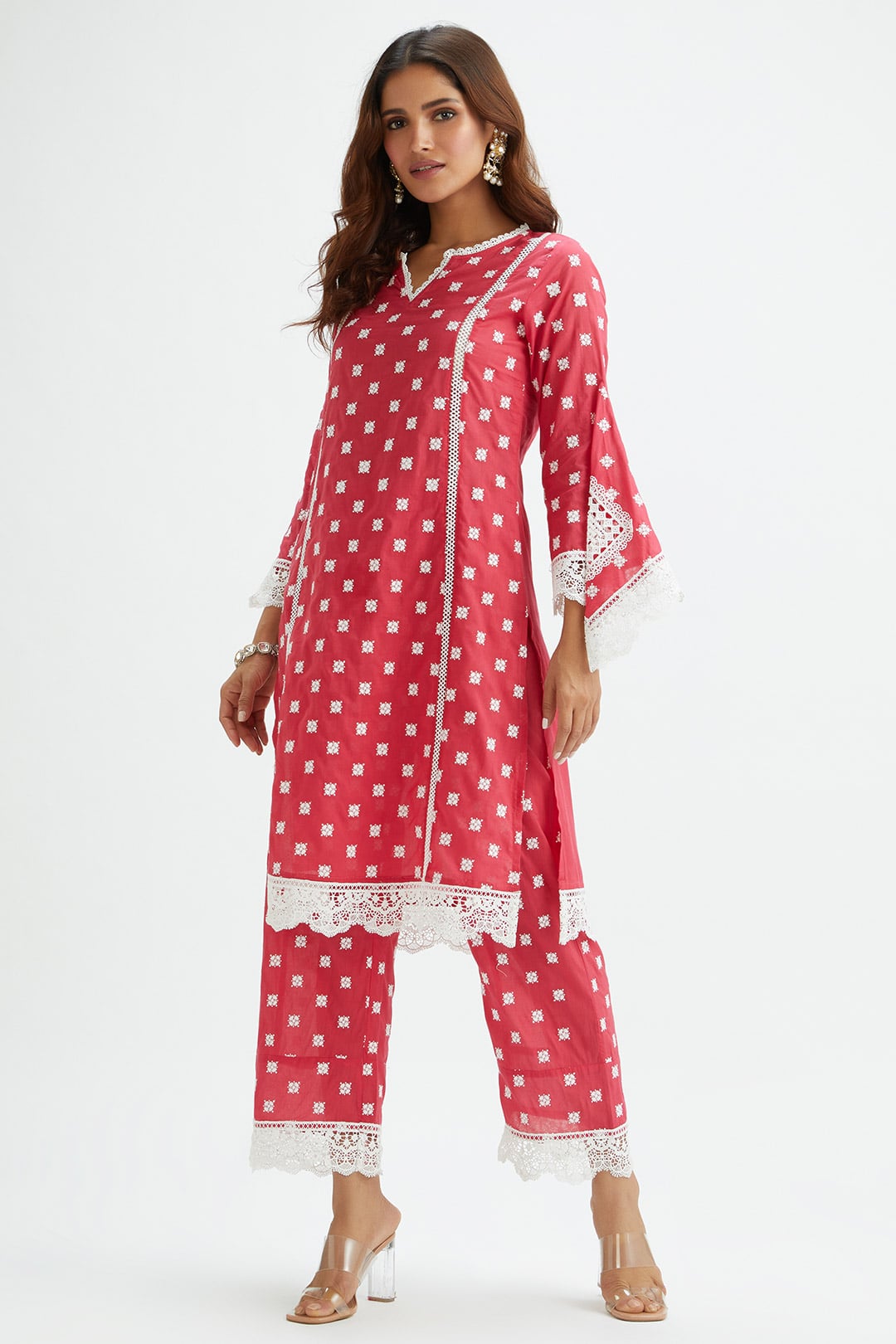Finch Supima Cotton Red Kurta Set
