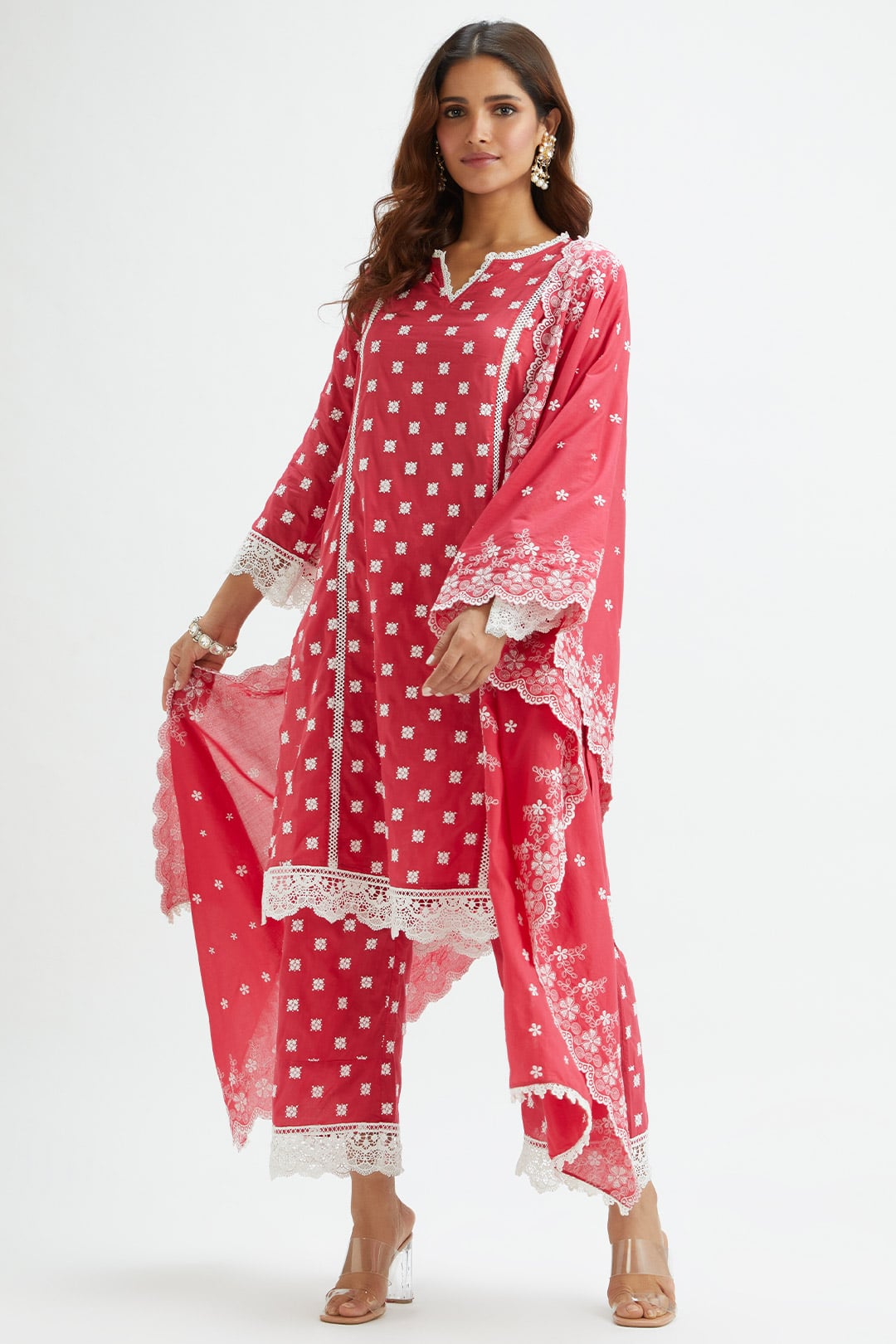 Finch Supima Cotton Red Kurta Set