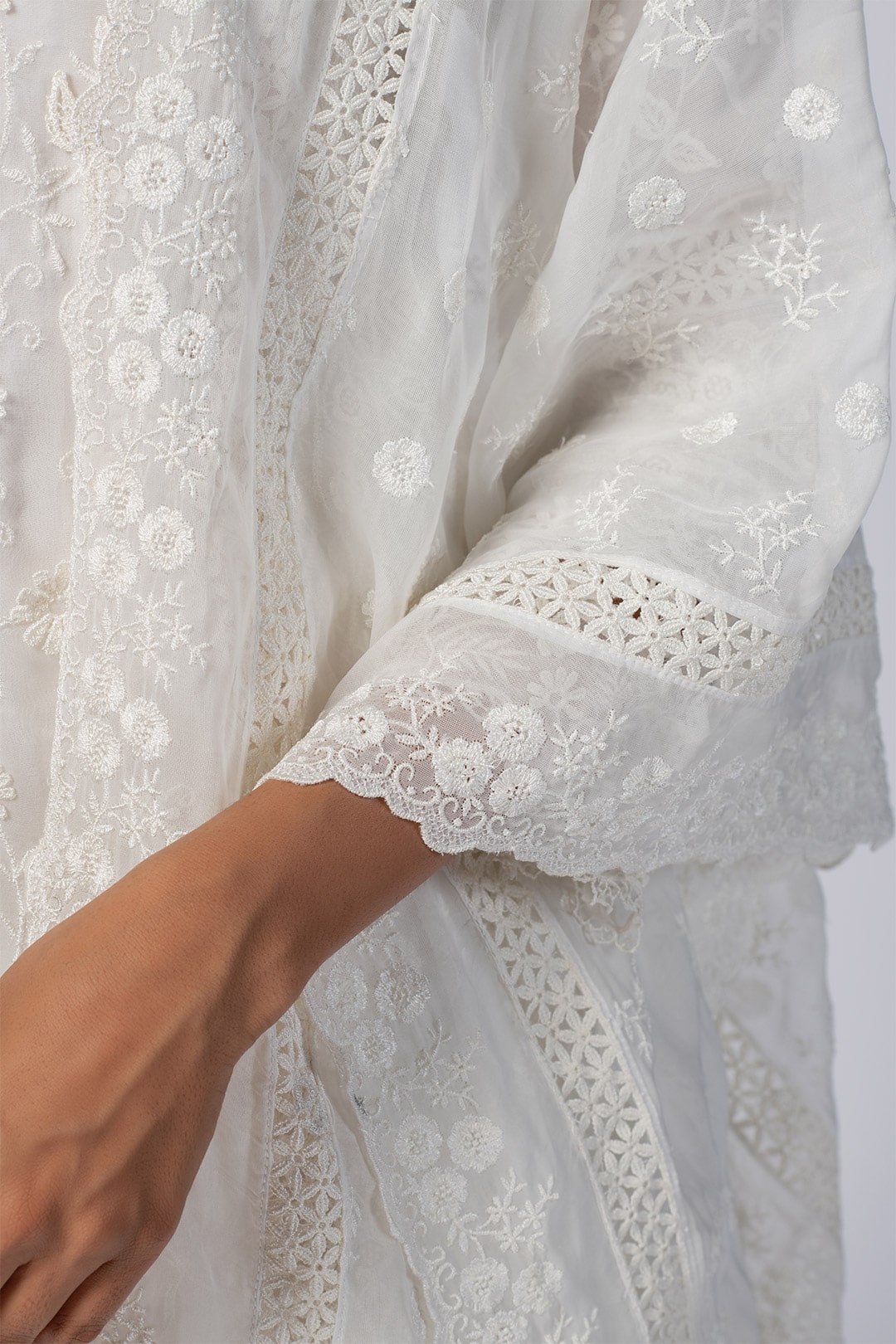 Fiona Tencel Luxe Organza Off White Sharara Set