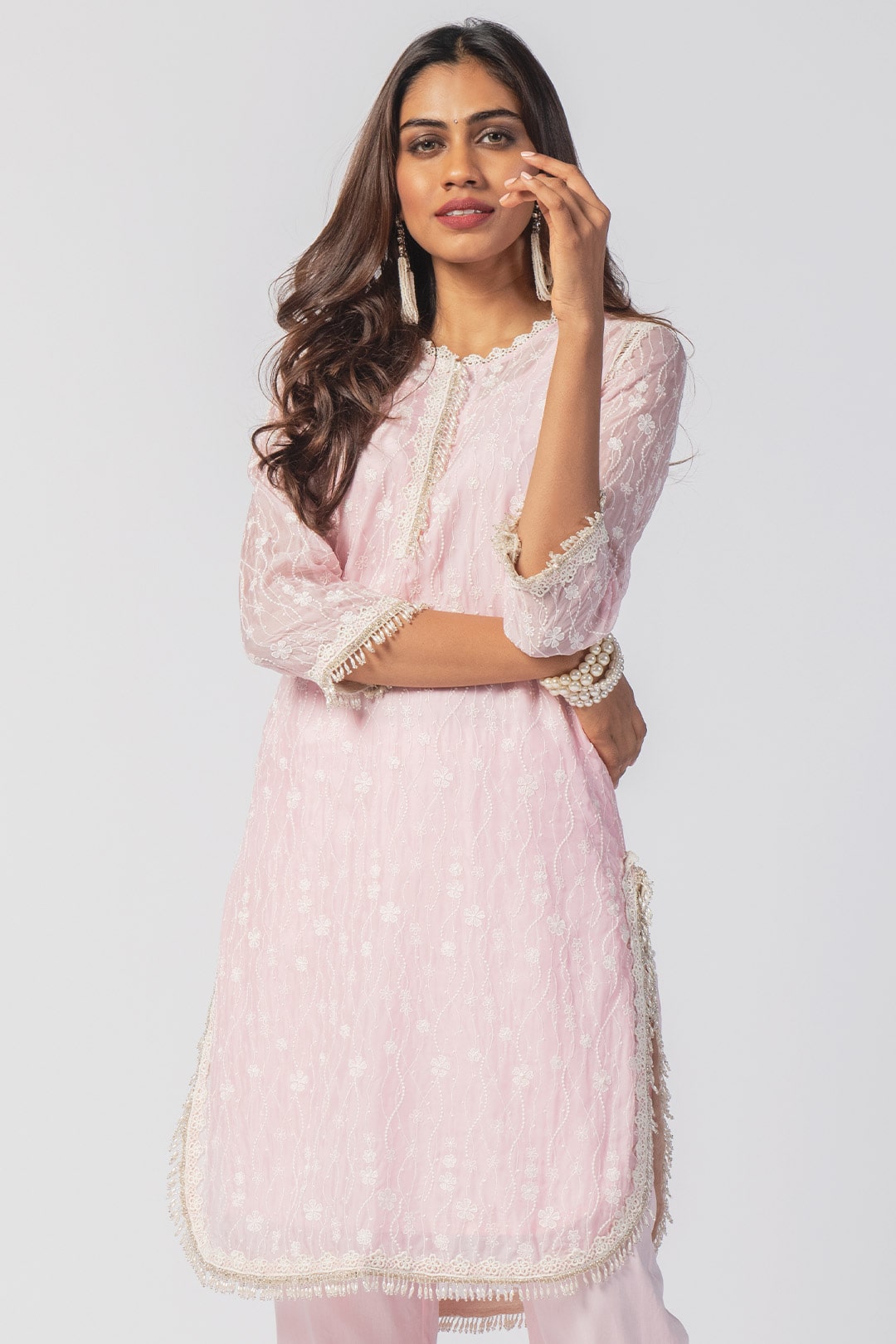 Freya Tencel Luxe Organza Pink Kurta Set