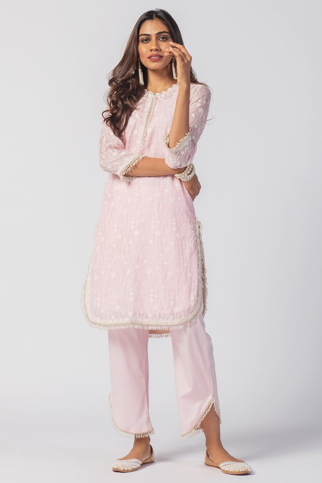 Freya Tencel Luxe Organza Pink Kurta Set