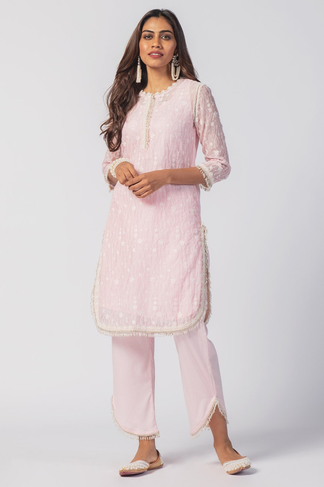 Freya Tencel Luxe Organza Pink Kurta Set