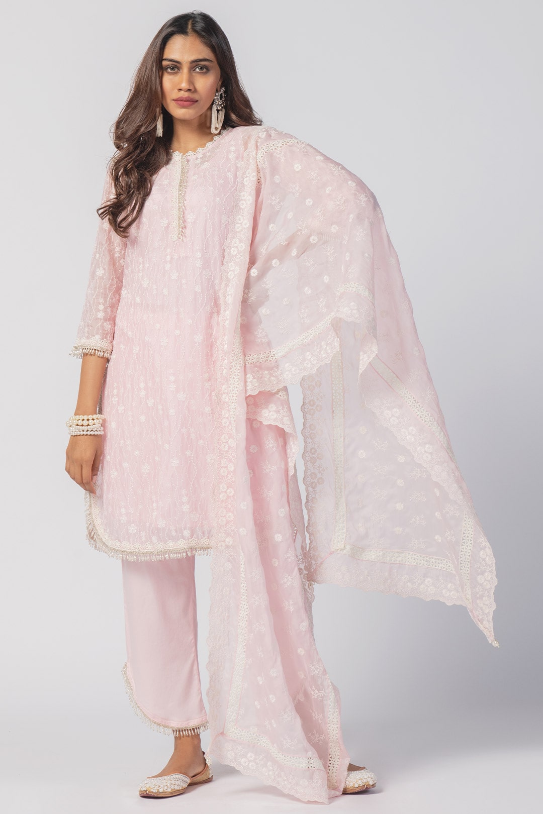 Freya Tencel Luxe Organza Pink Kurta Set