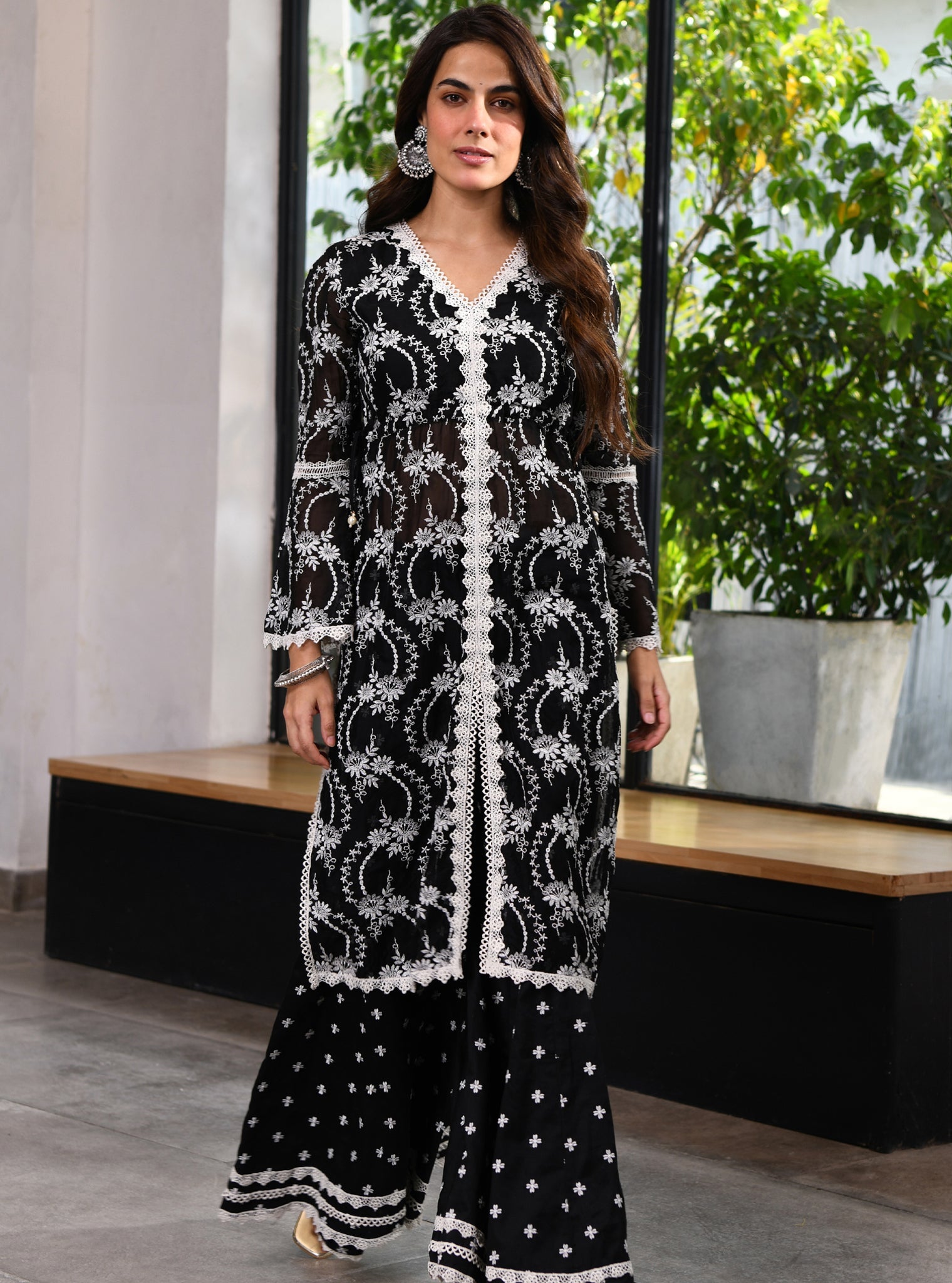 Gaia Organza Black Kurta with Sharara Set