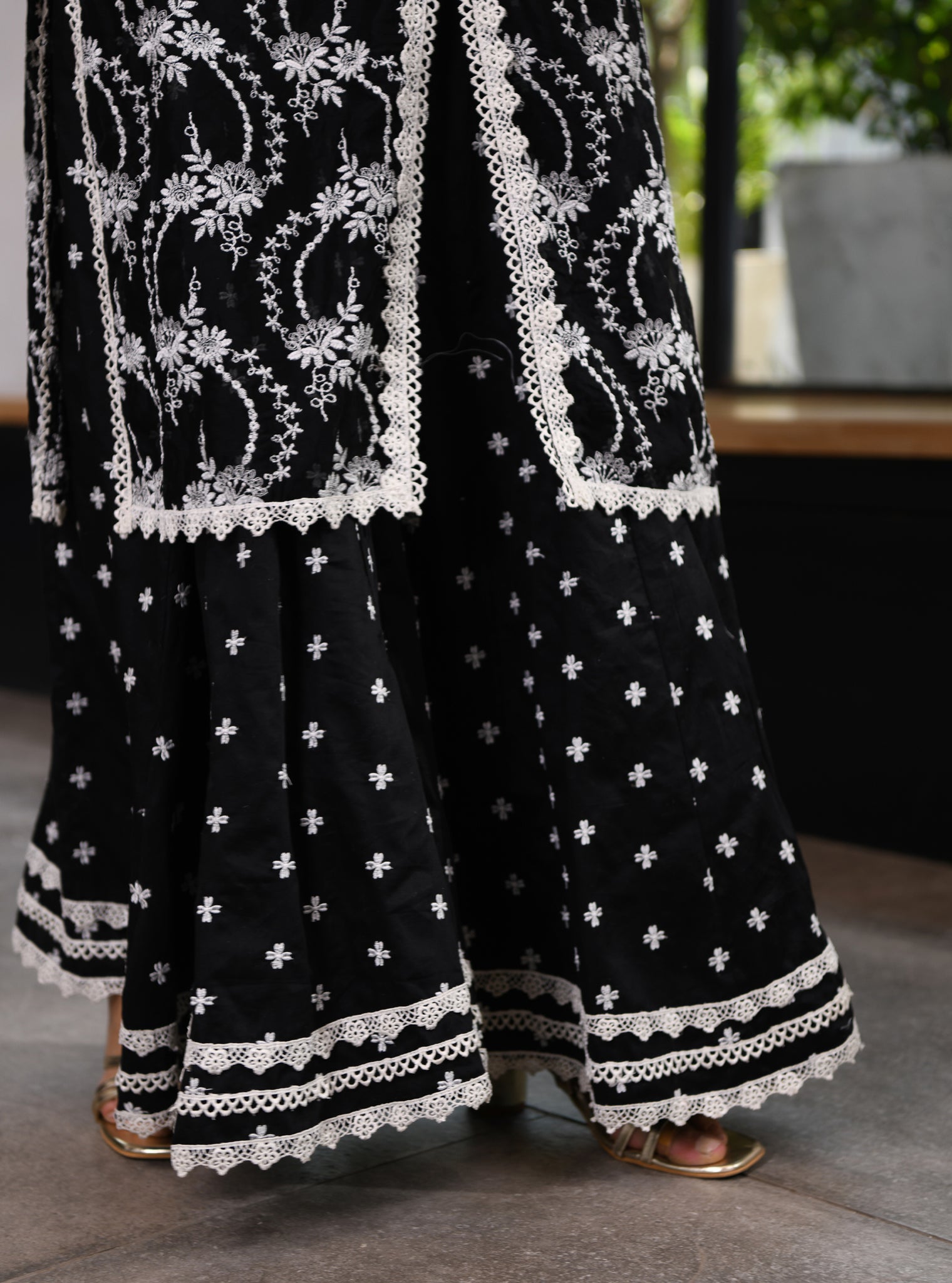 Gaia Organza Black Kurta with Sharara Set