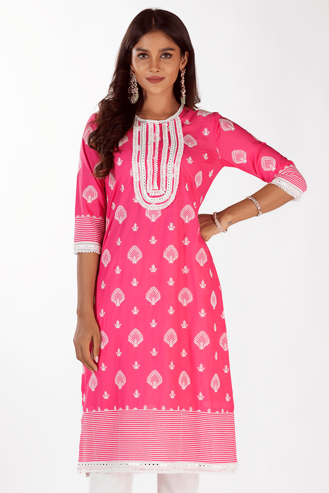 Gene Supima Cotton Fuchsia Kurta Set