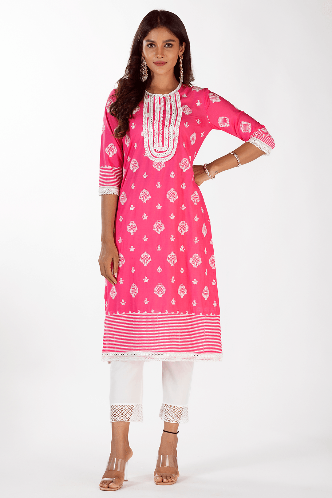 Gene Supima Cotton Fuchsia Kurta Set