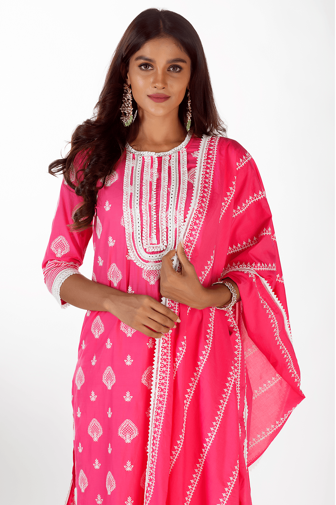 Gene Supima Cotton Fuchsia Kurta Set