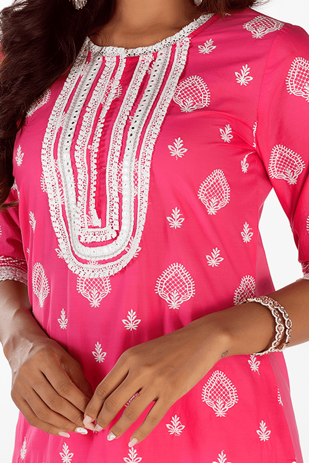 Gene Supima Cotton Fuchsia Kurta Set