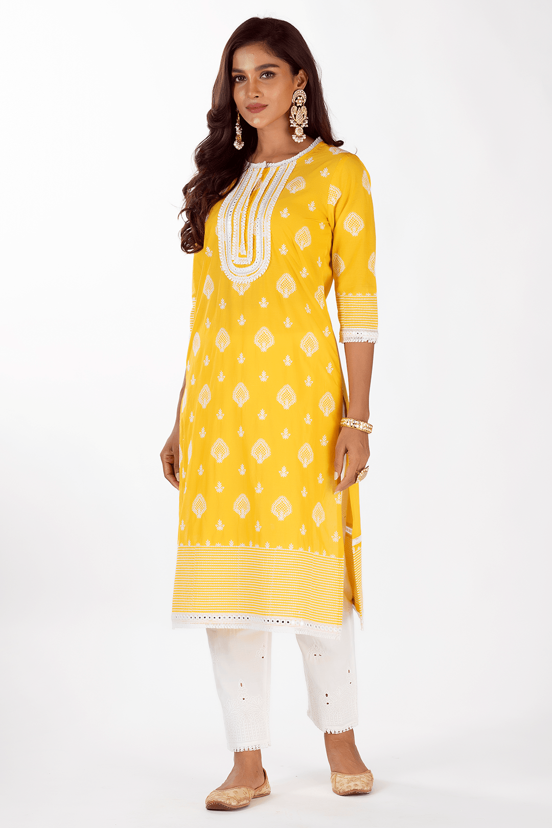 Gene Supima Cotton Mango Kurta Set