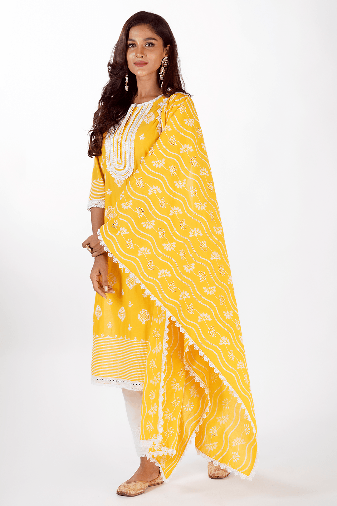 Gene Supima Cotton Mango Kurta Set