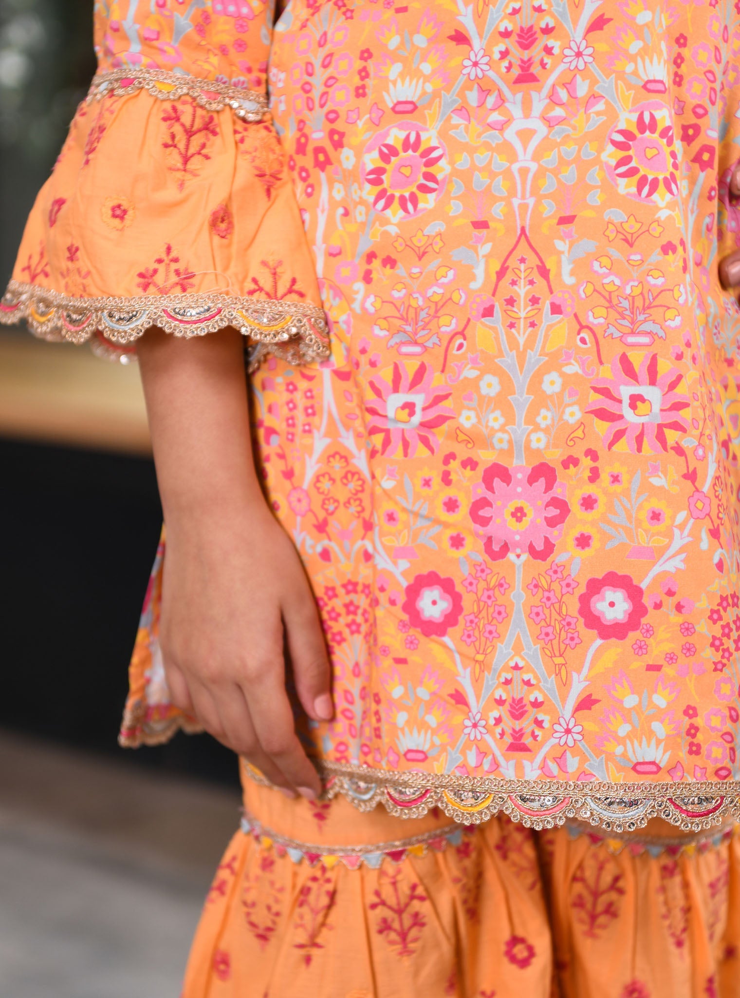 Grace Supima Cotton Orange Kurta with Garara Set