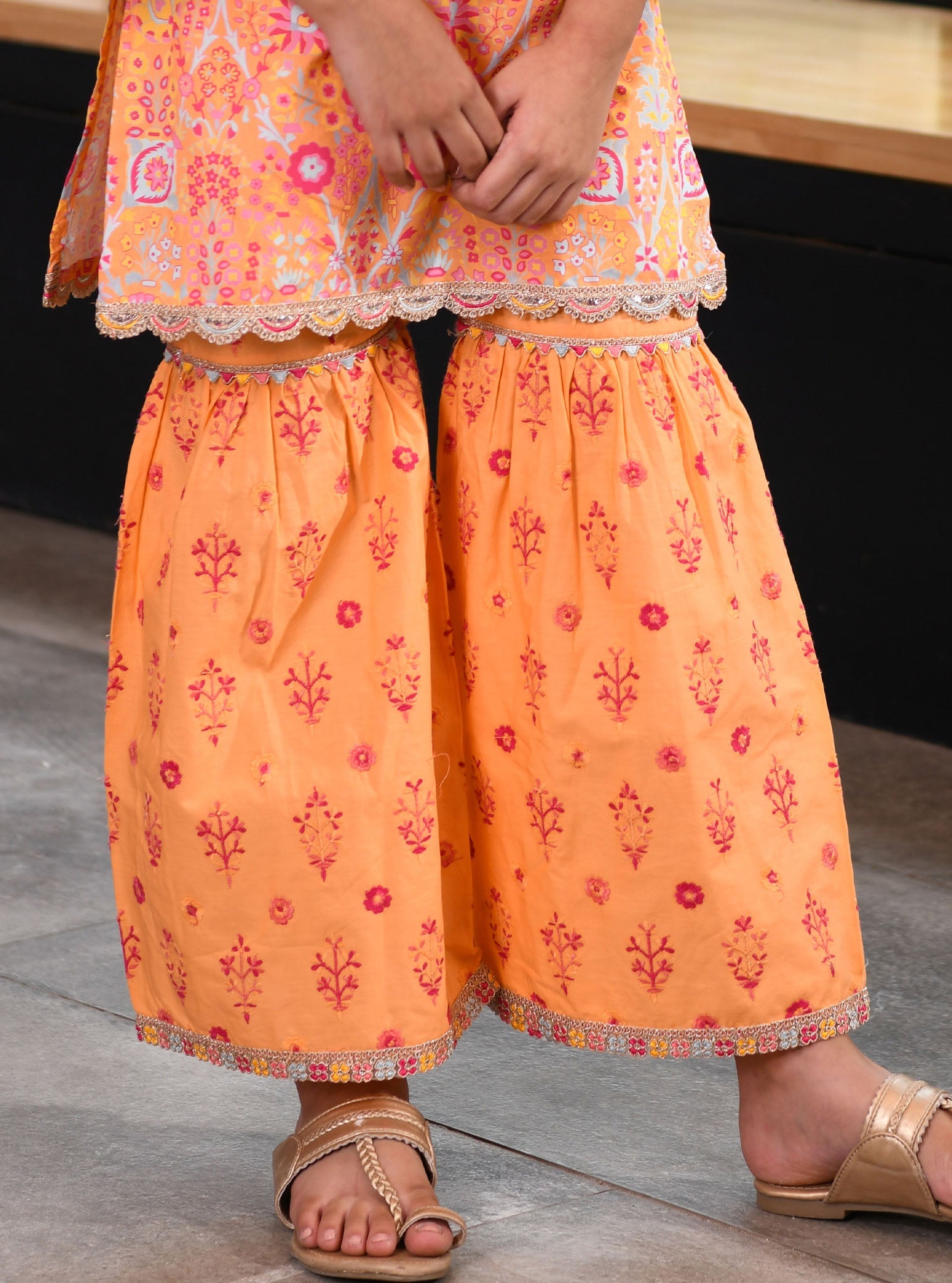 Grace Supima Cotton Orange Kurta with Garara Set