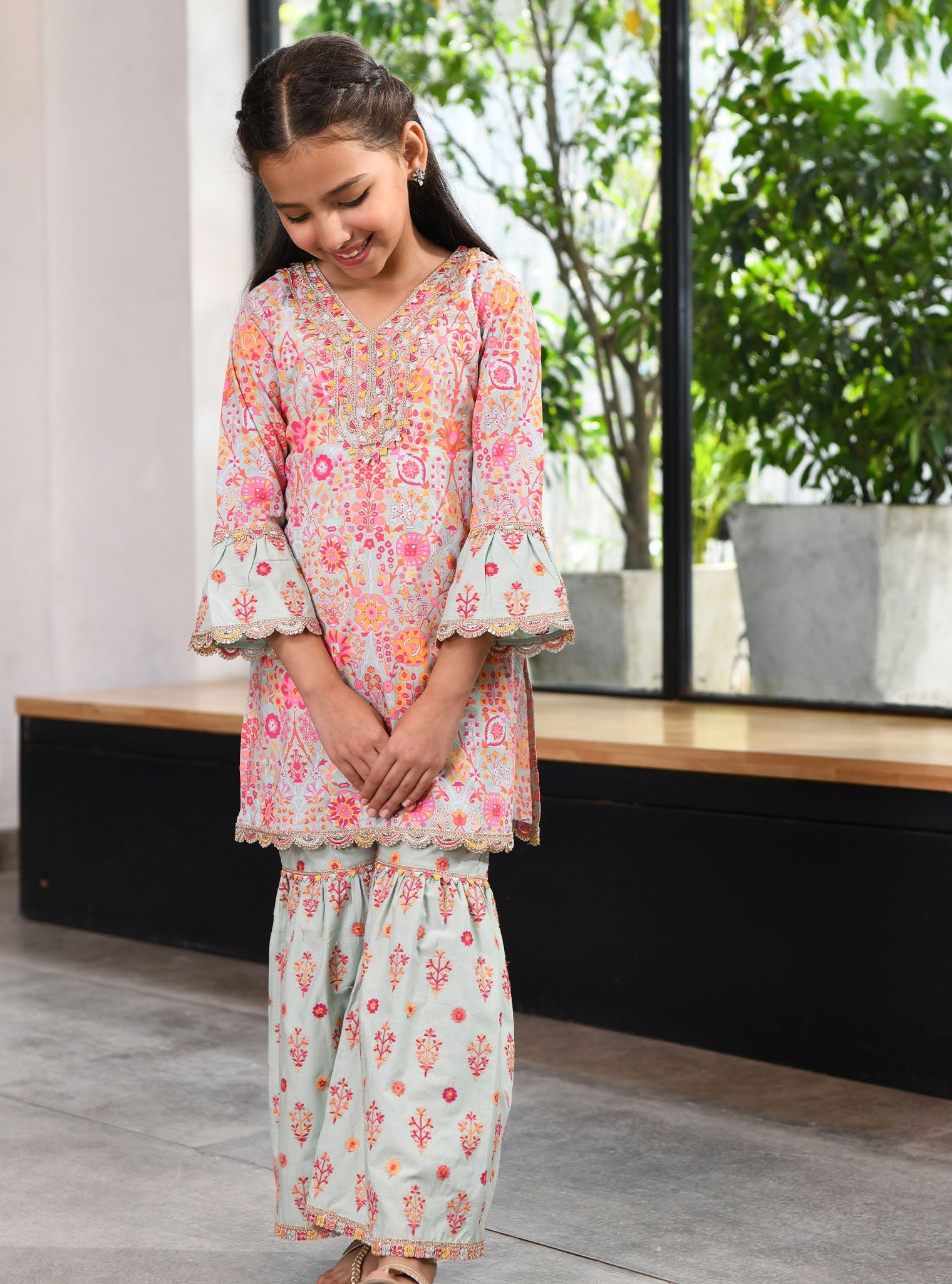 Grace Supima Cotton Green Kurta with Garara Set