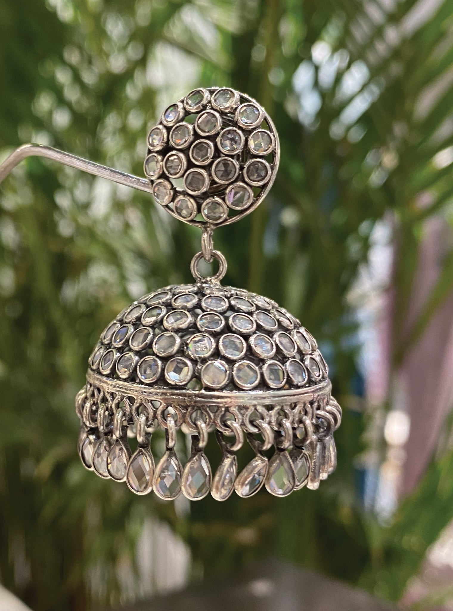 Pure Silver Gulab Antique Jhumki Earrings