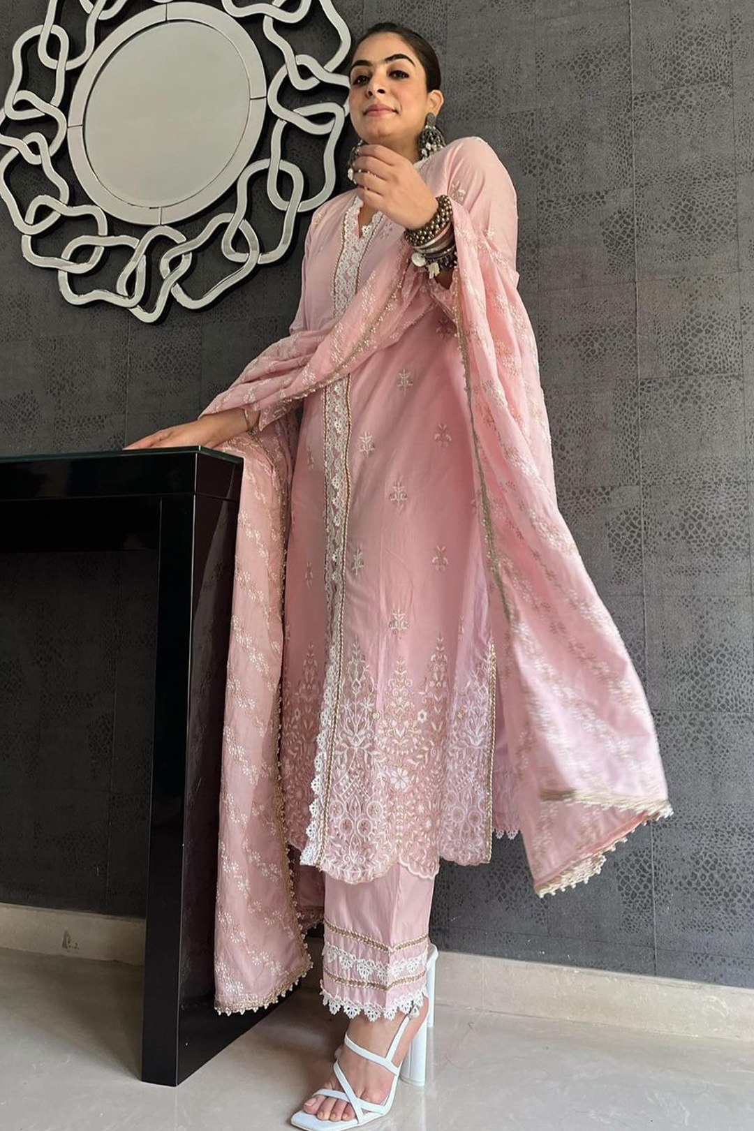 Swan Supima Cotton Pink Kurta Set