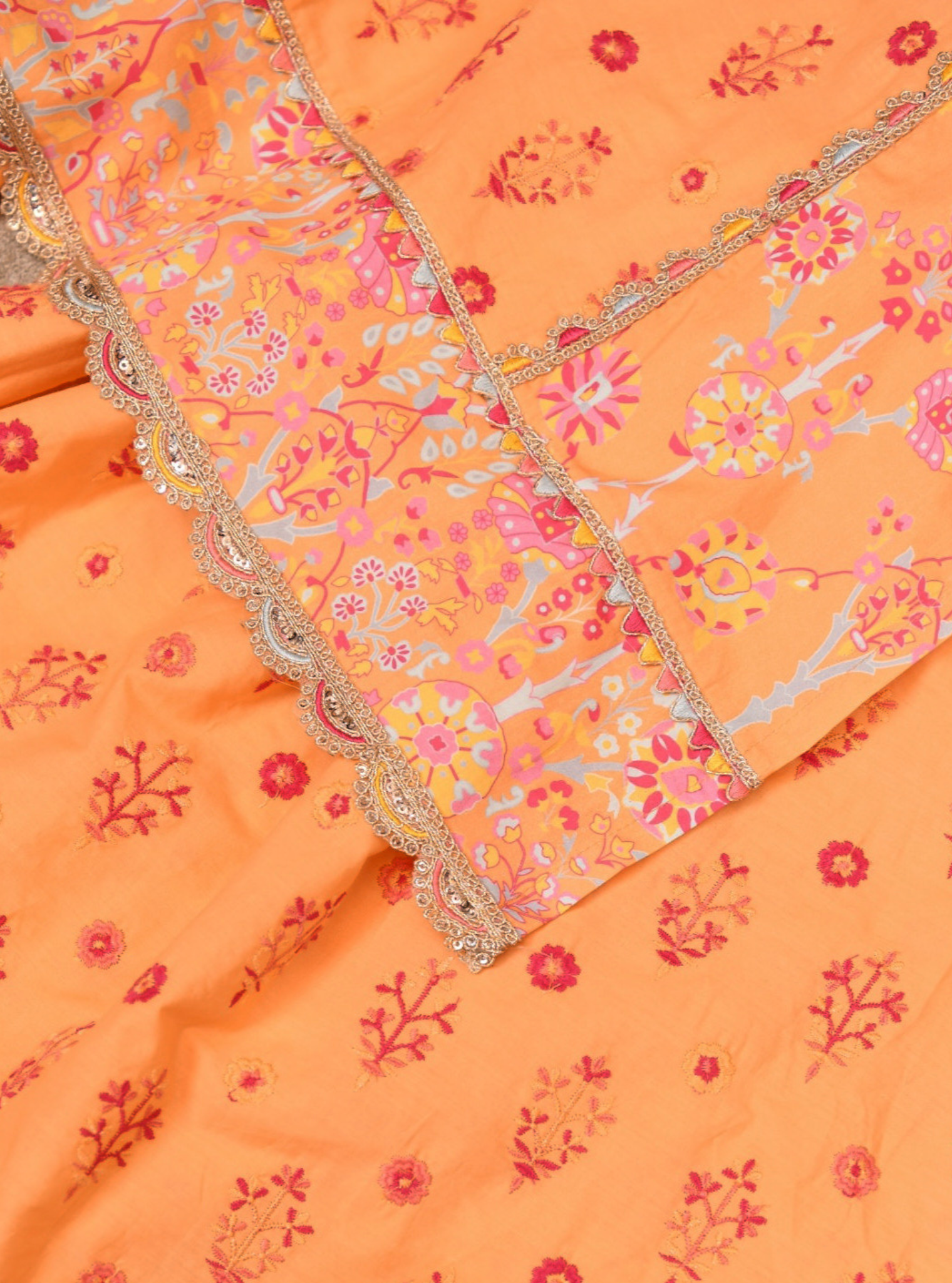 Harper Supima Cotton Orange Kurta with Sharara Set