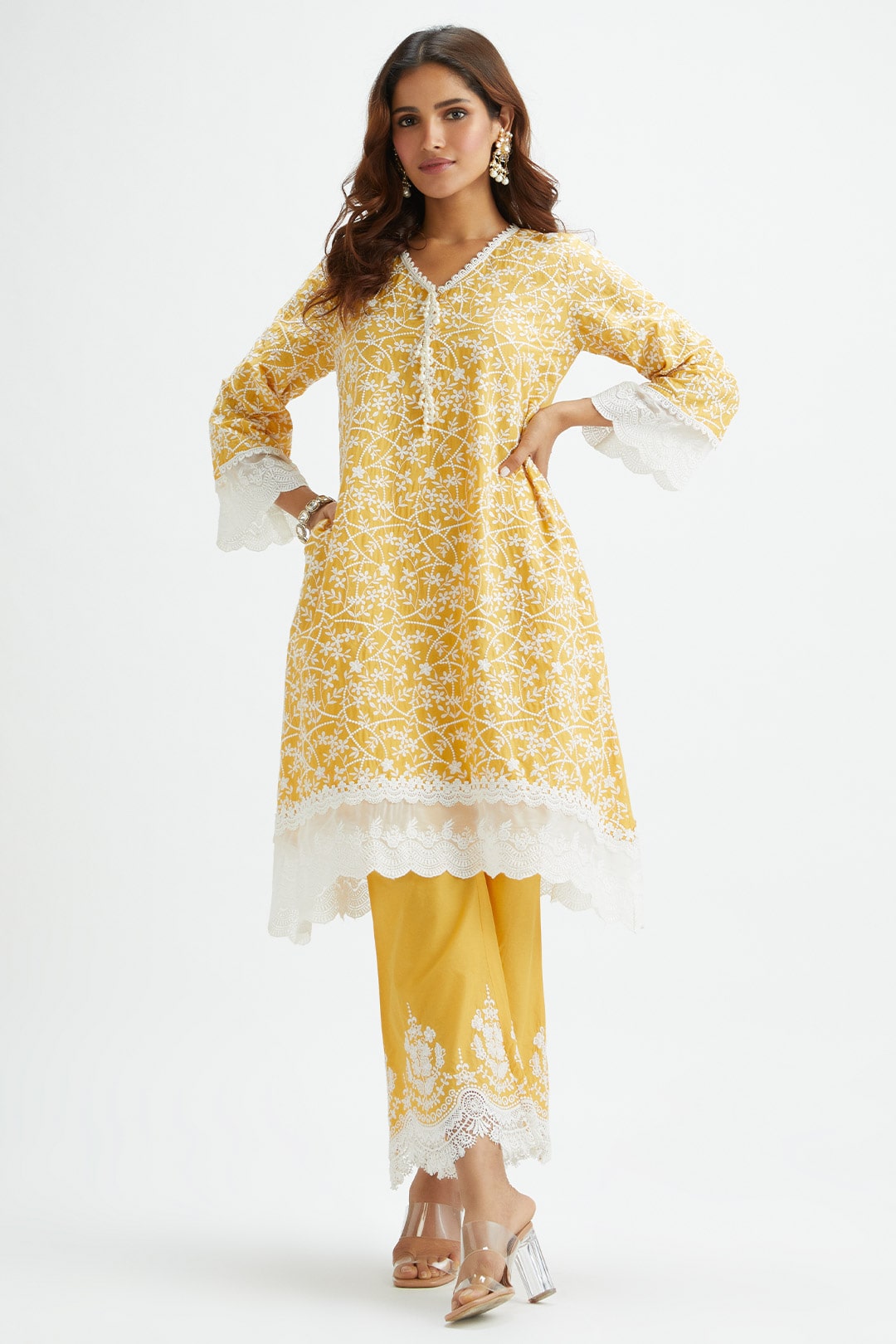 Hummingbird Supima Cotton Yellow Kurta Set