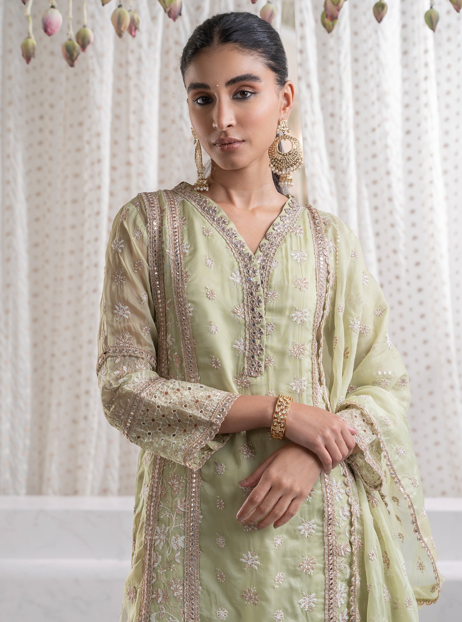 Ilahi Organza Green Kurta Set